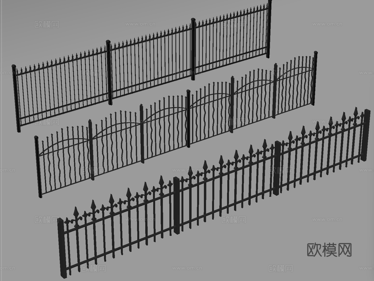 现代铁艺栏杆 护栏 围栏 防护栏 栏杆su模型