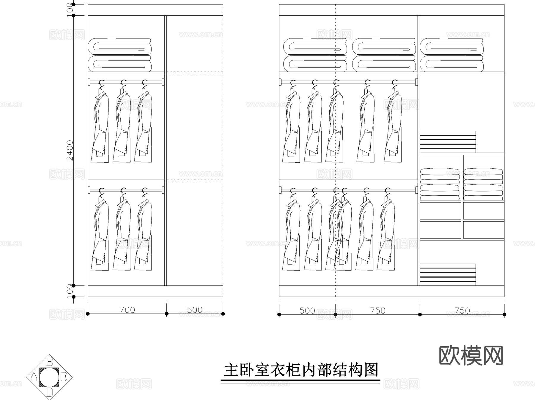 中式三层别墅室内家装CAD施工图cad施工图