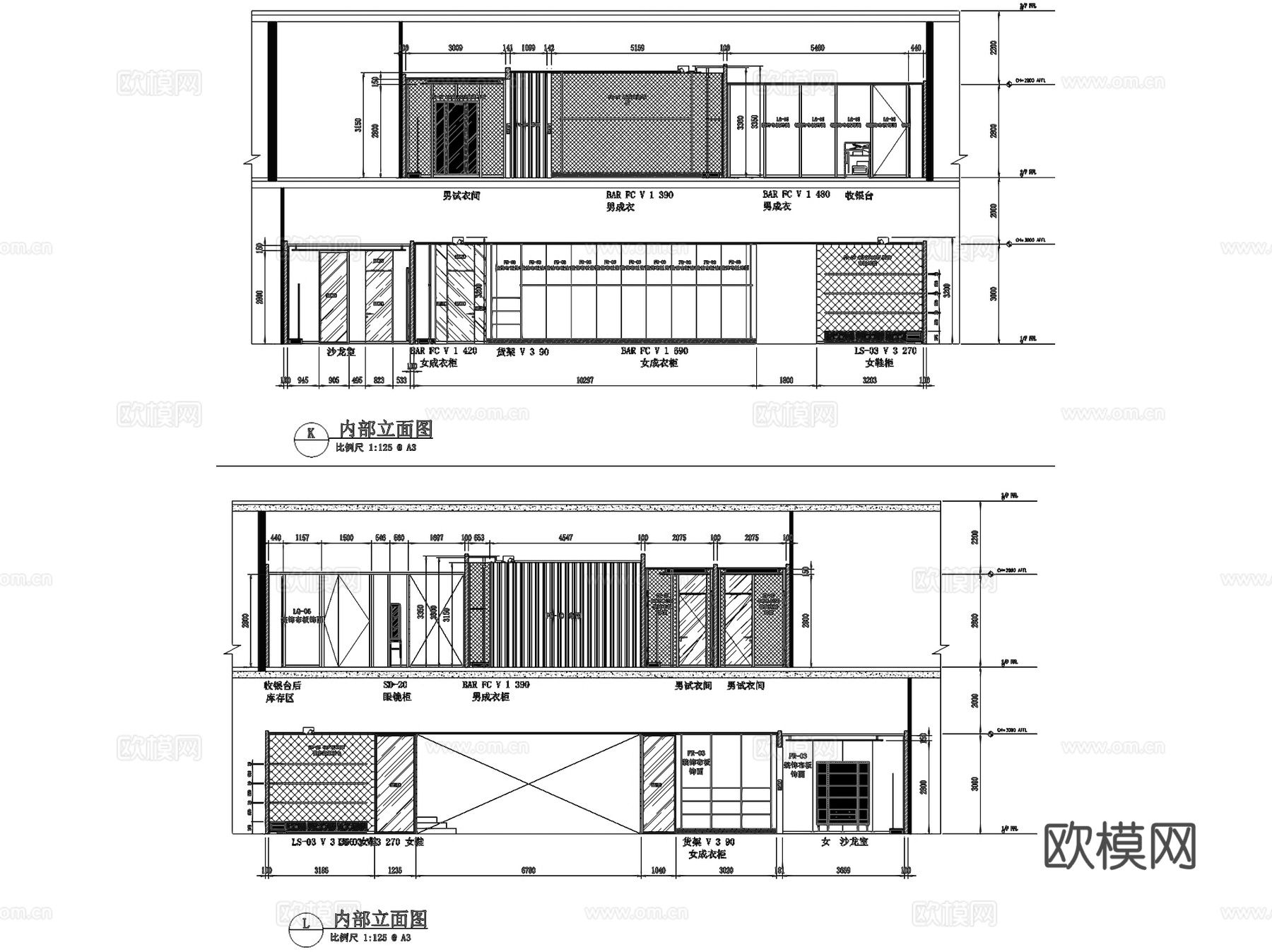 北京SKP古驰Gucci奢侈品品牌服饰店室内工装CAD施工图cad施工图