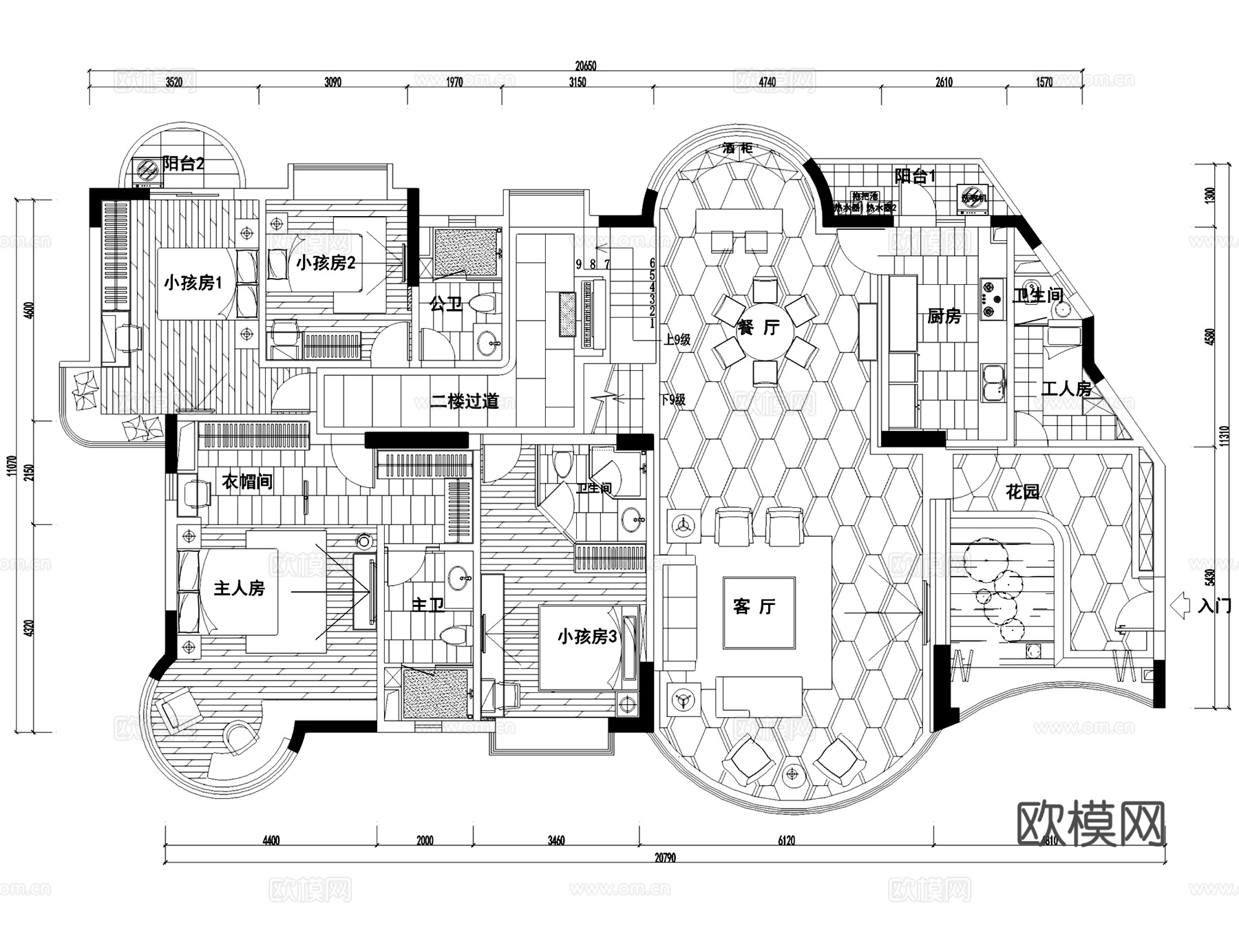 星河传说二层别墅室内家装CAD施工图cad施工图