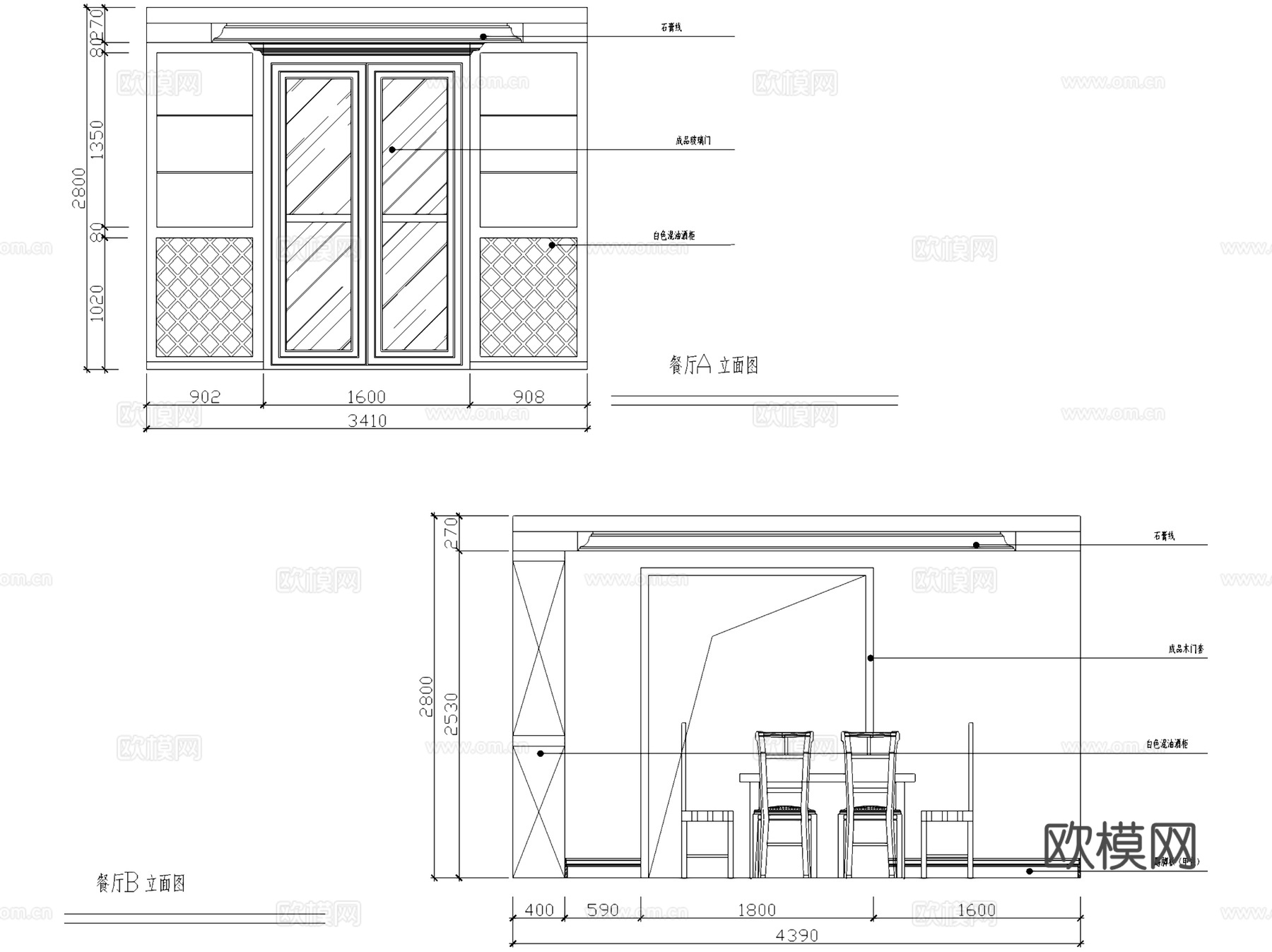 三层别墅带地下室室内家装CAD施工图cad施工图