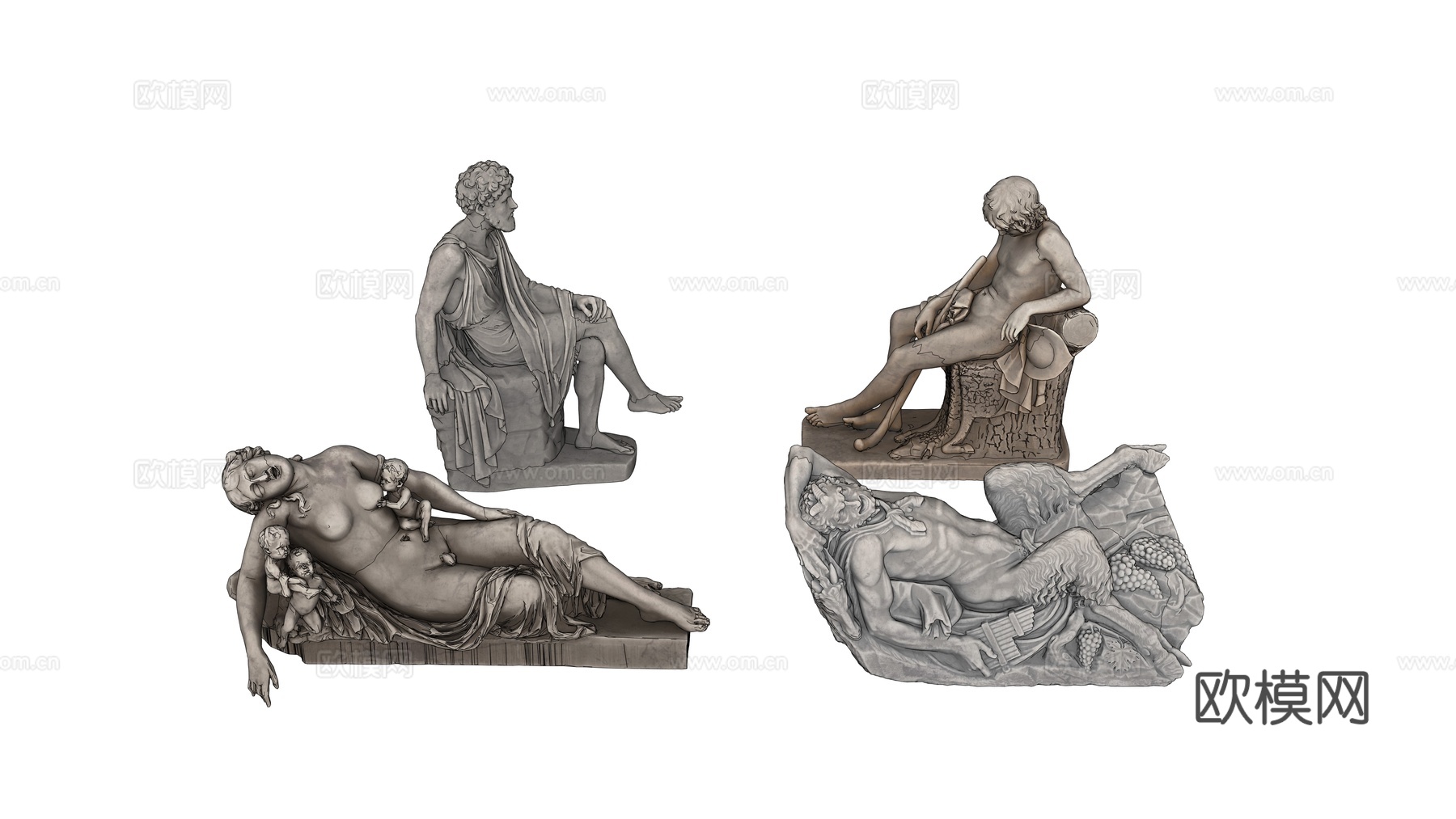 雕像 石像 欧式复古雕像 神话雕像 人物雕像su模型
