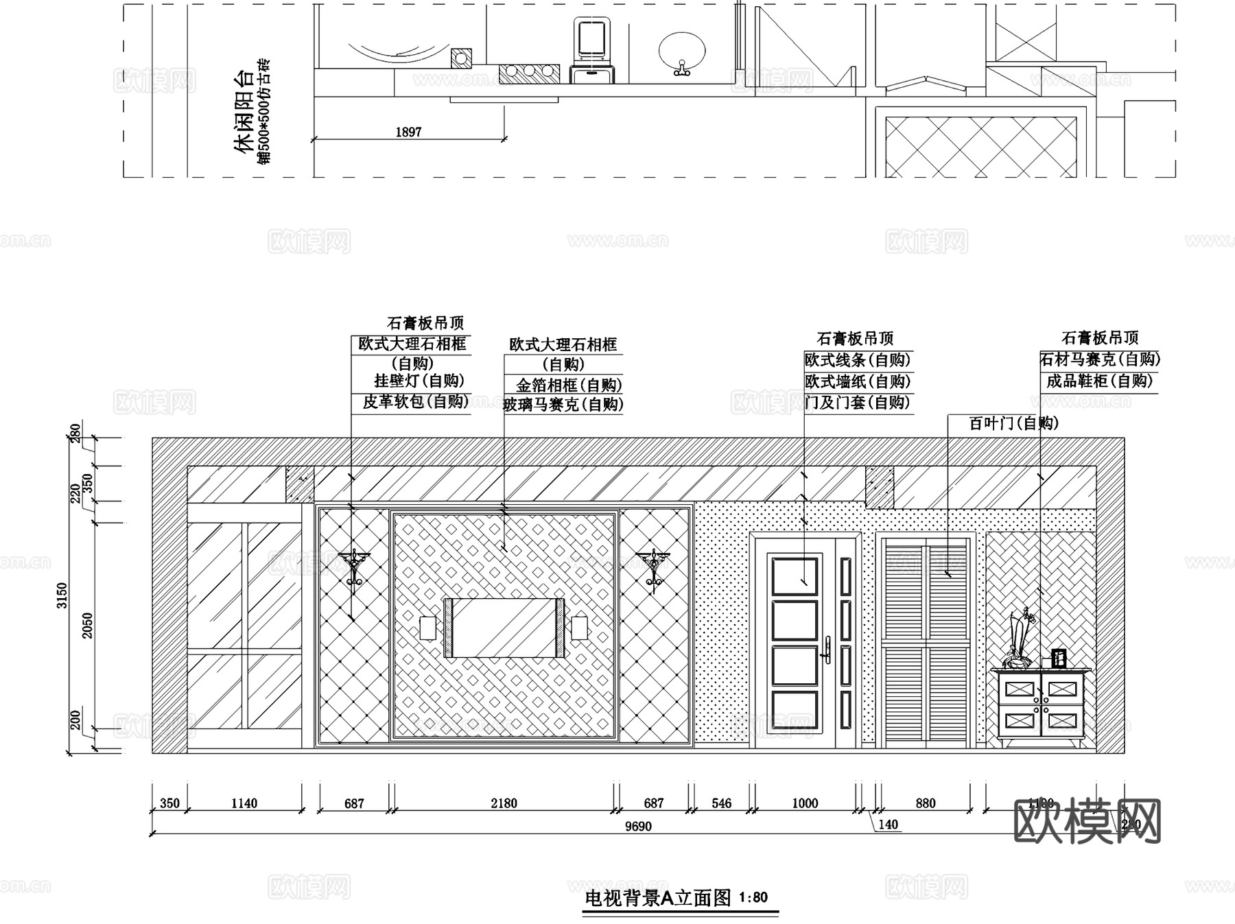 银都花园2幢1-1801室内家装CAD施工图cad施工图下载（渲染图5）