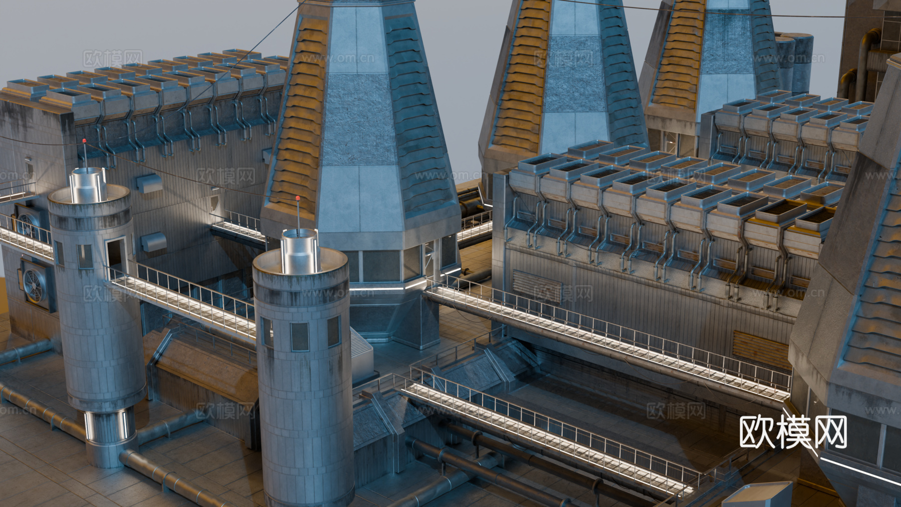 工业建筑 赛博朋克建筑 科幻建筑 城市建筑 工业城市建筑su模型