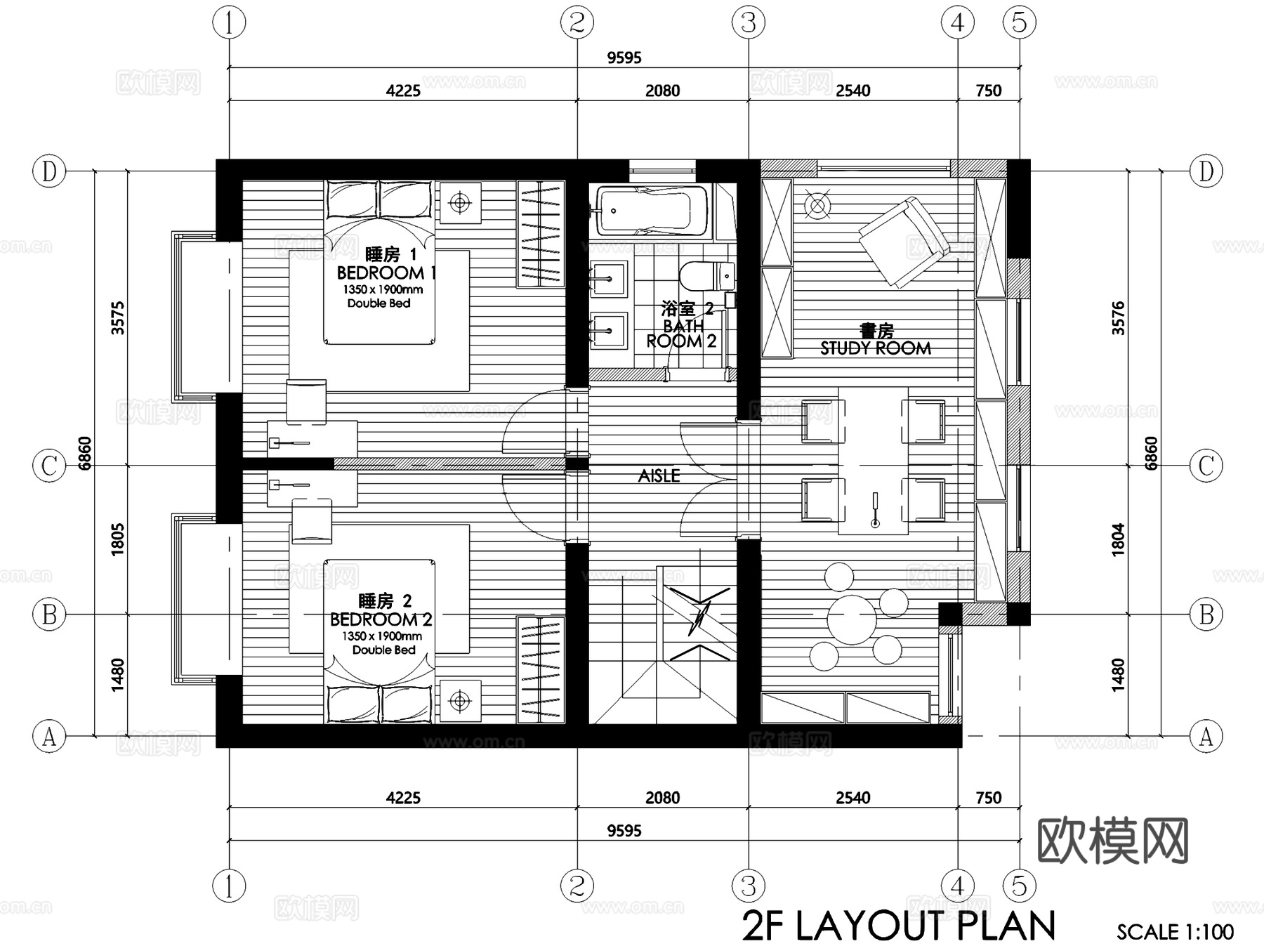 上海美式三层别墅私宅室内家装CAD施工图cad施工图