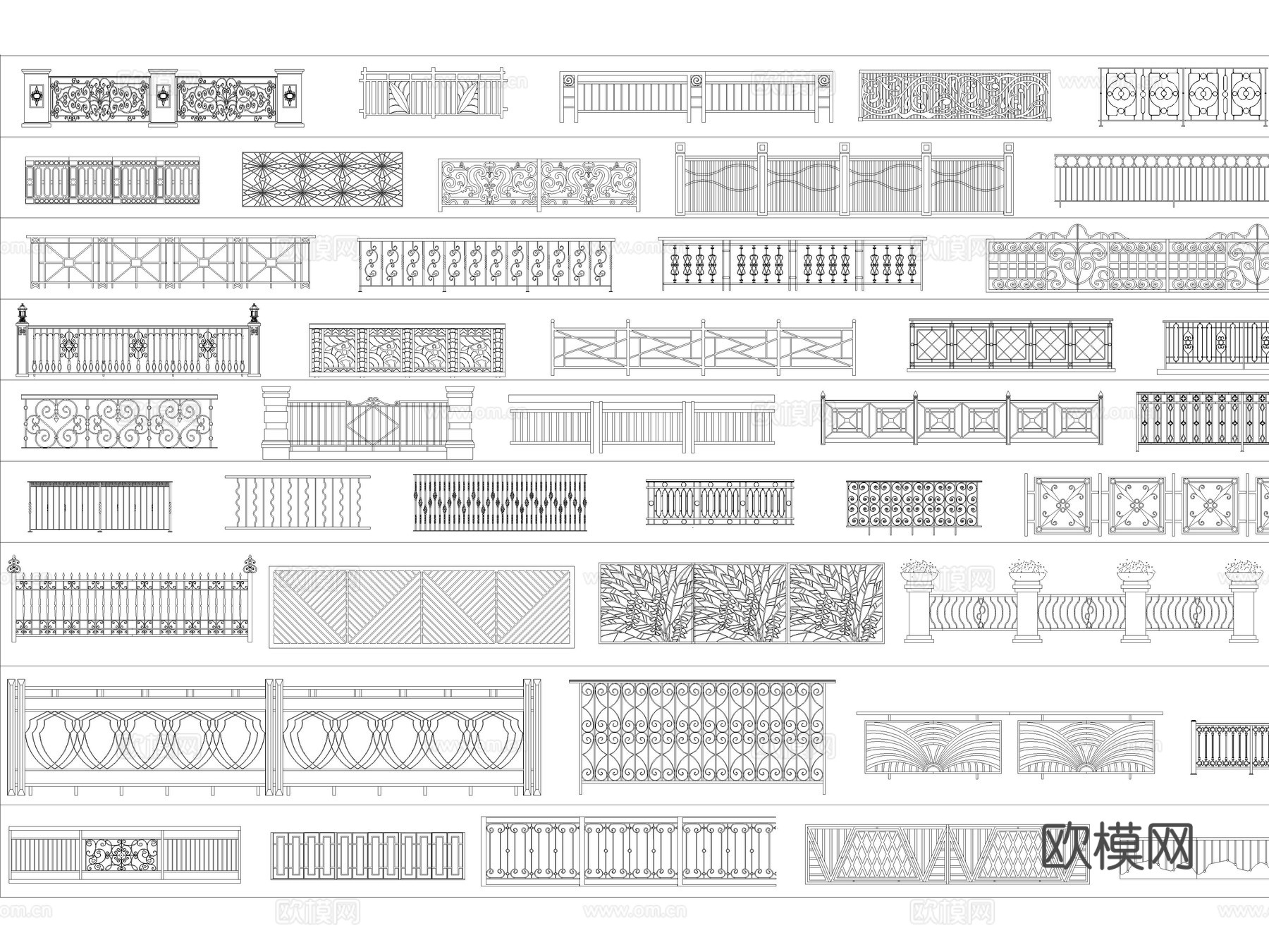 2026年最新超全铁艺栏杆护栏围栏CAD图库cad施工图