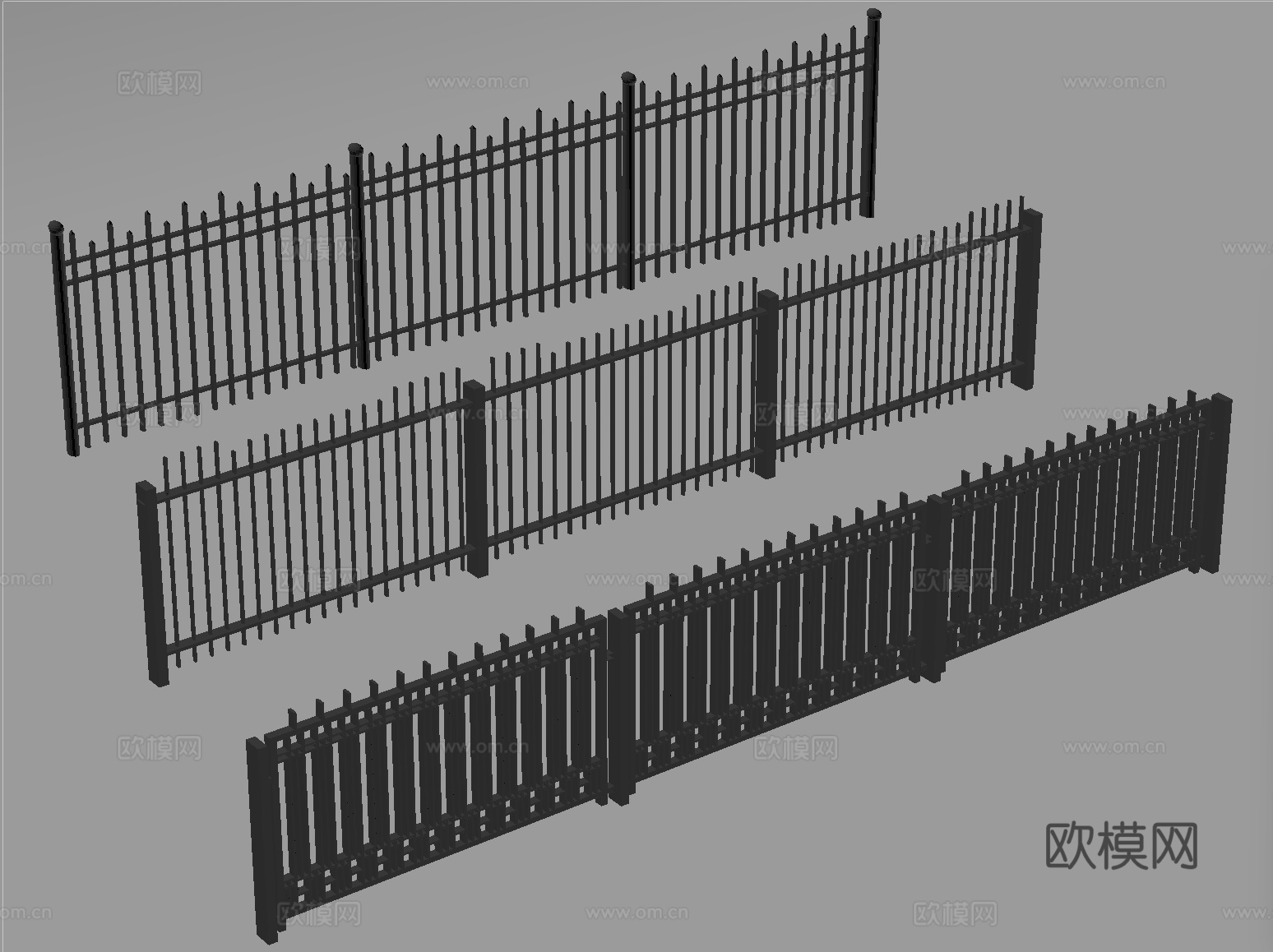 现代铁艺栏杆 护栏 围栏 防护栏 栏杆su模型