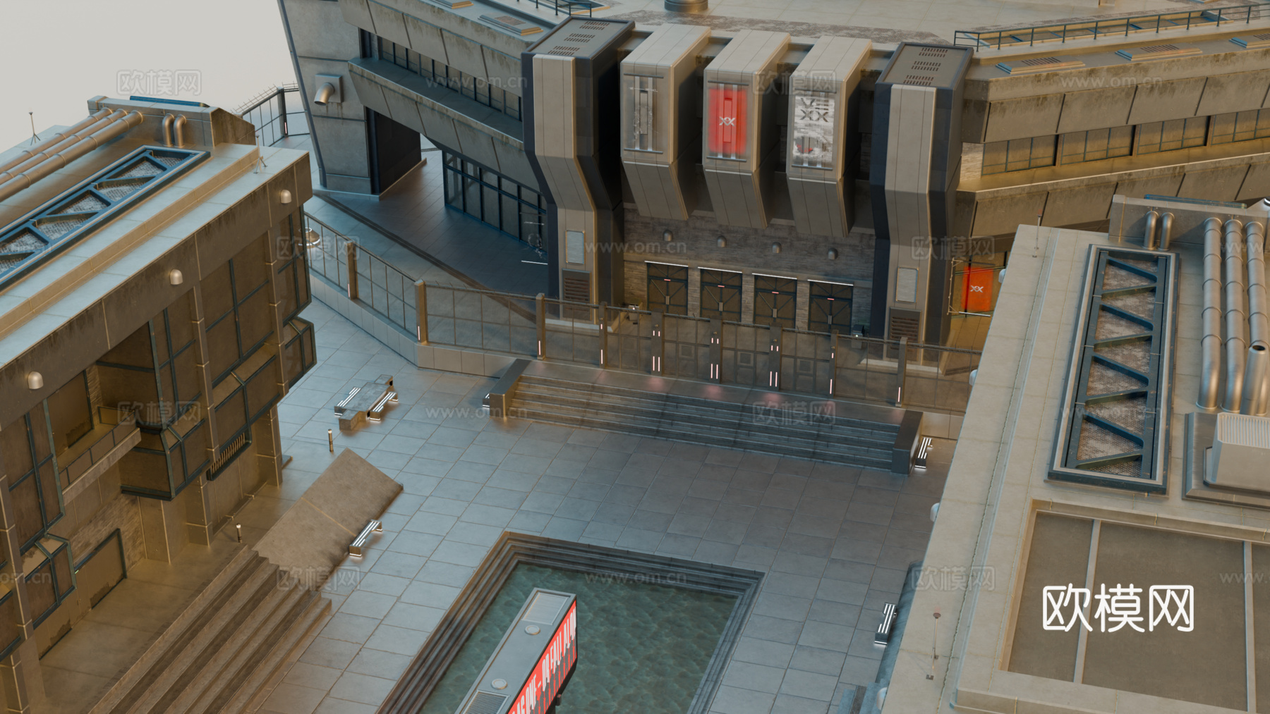 工业建筑 赛博朋克建筑 科幻建筑 城市建筑 工业城市建筑su模型