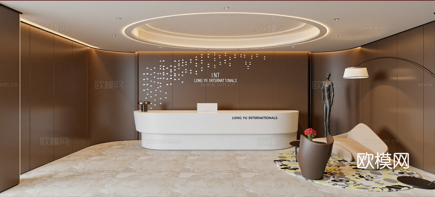 现代大堂前台su模型