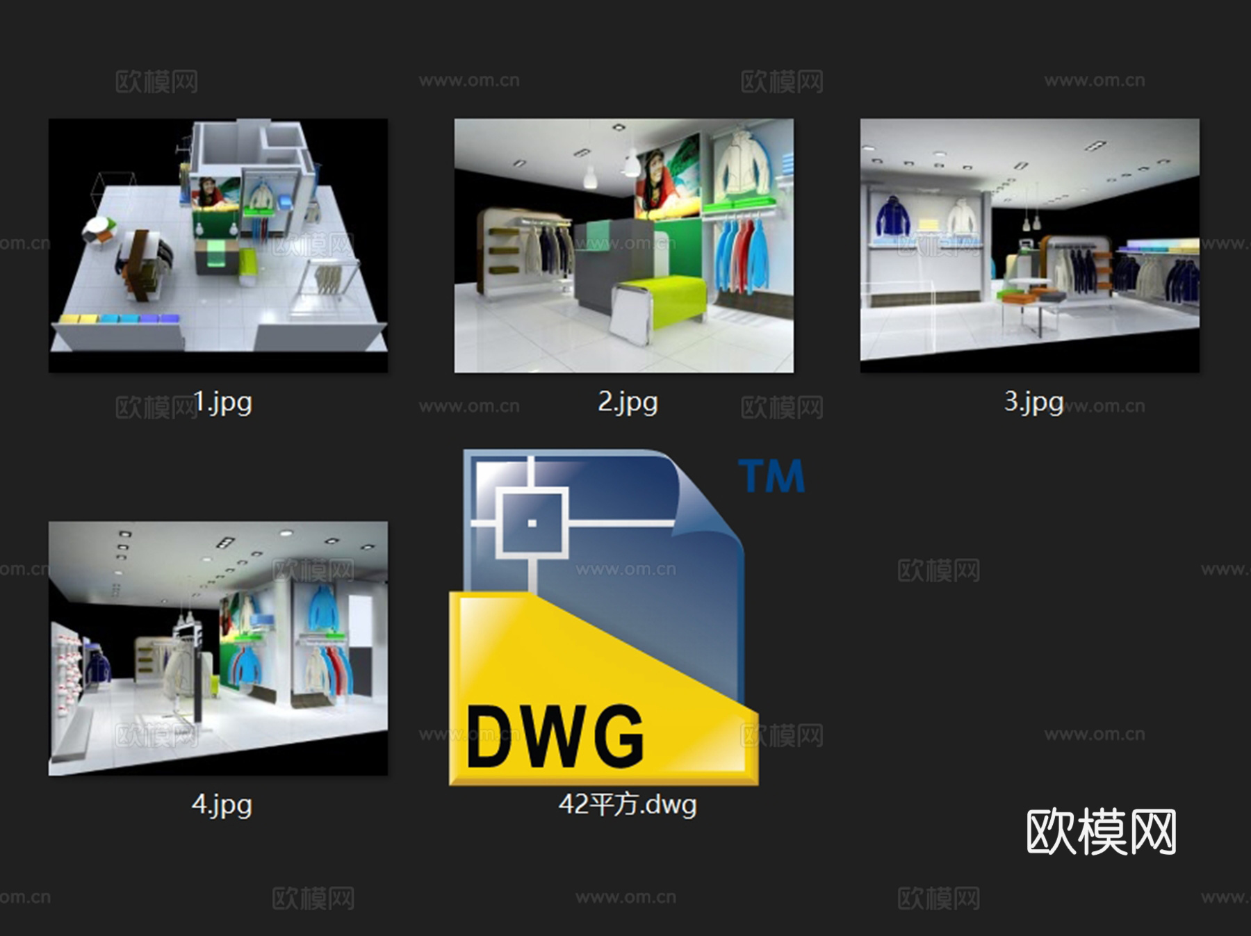 46㎡现代AIGLE服装专卖店室内工装CAD施工图cad施工图