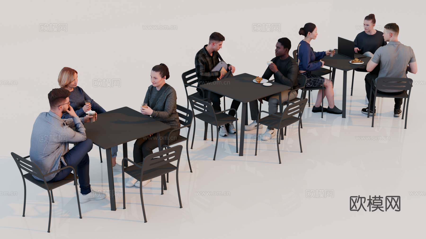 人物 多人 商务男女人物 人物组合 场景人物su模型