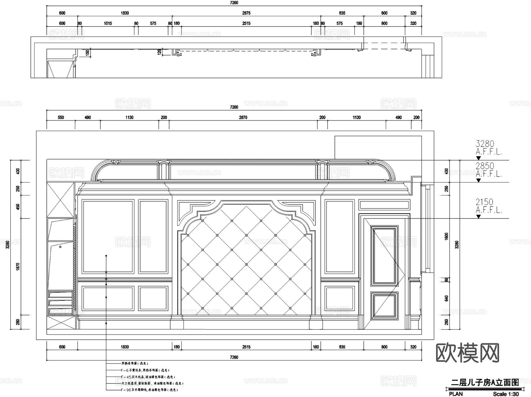 欧式儿子房卧室室内家装CAD施工图cad施工图