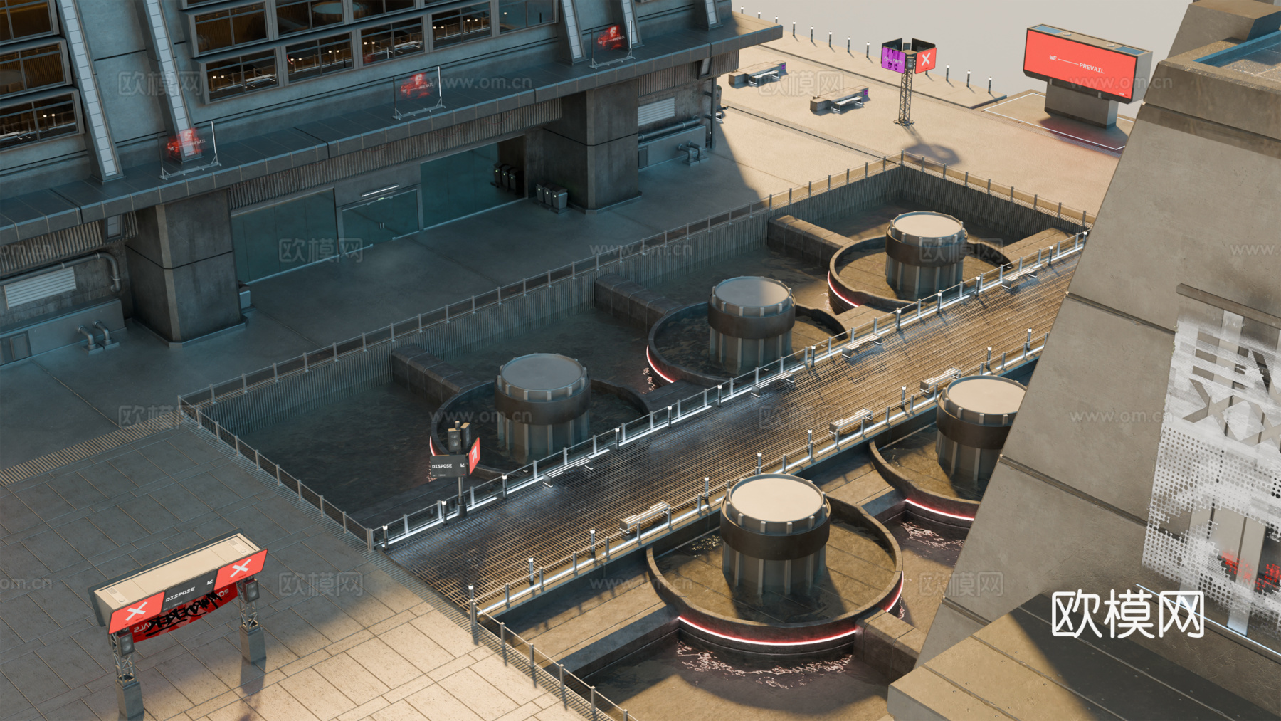 工业建筑 赛博朋克建筑 科幻建筑 城市建筑 工业城市建筑su模型