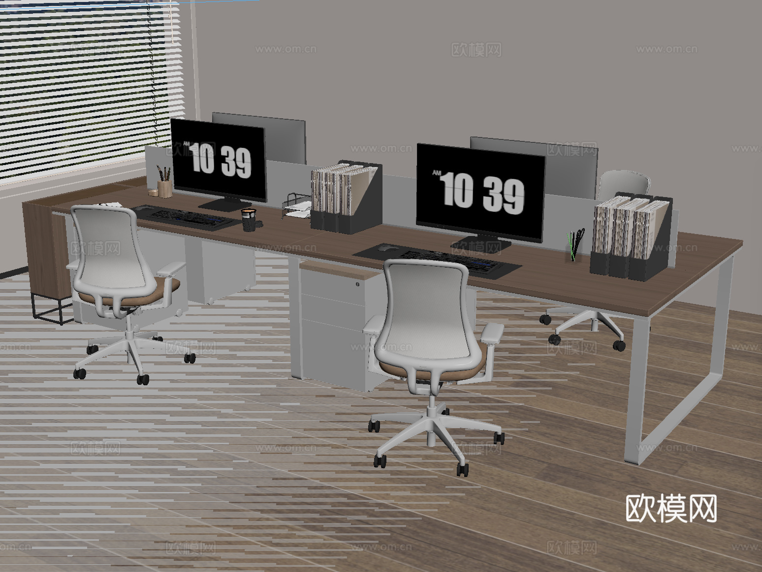 现代办公桌椅 办公桌办公椅 书桌椅 电脑su模型