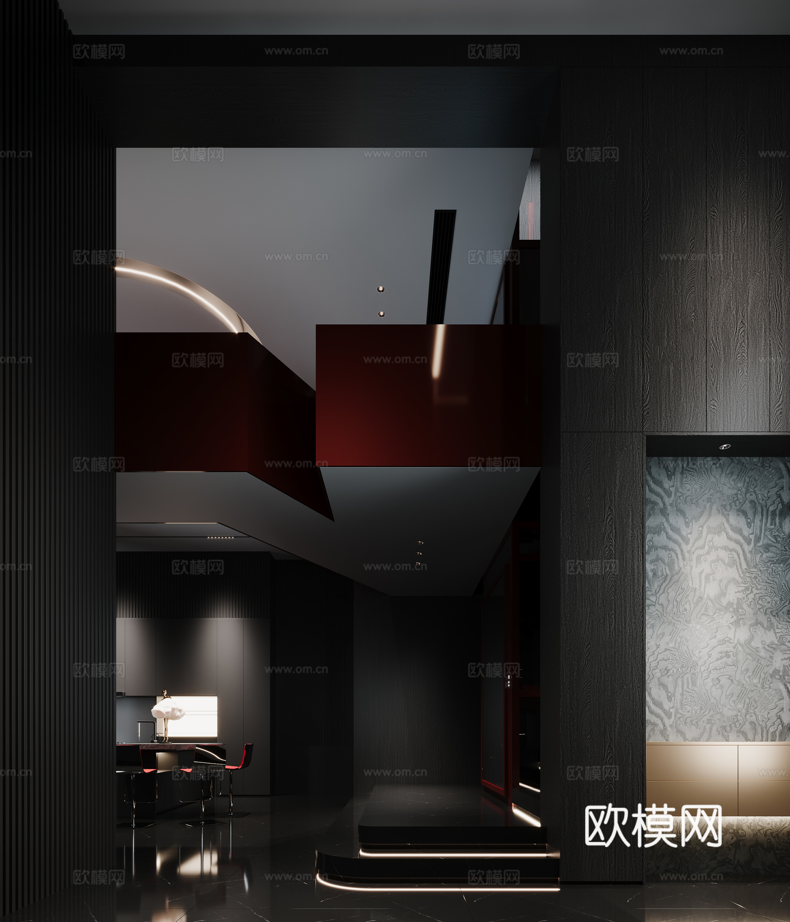 极简黑白灰3d模型