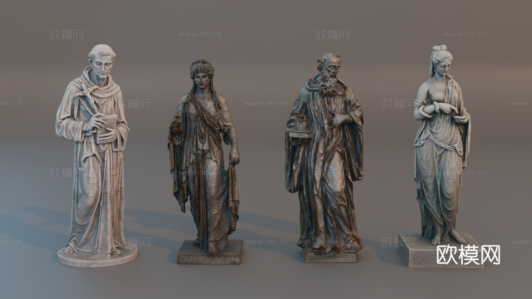 雕像 石像 欧式复古雕像 神话雕像 人物雕像su模型下载（渲染图1）