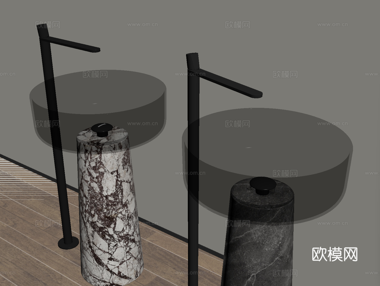 现代台盆 柱盆su模型