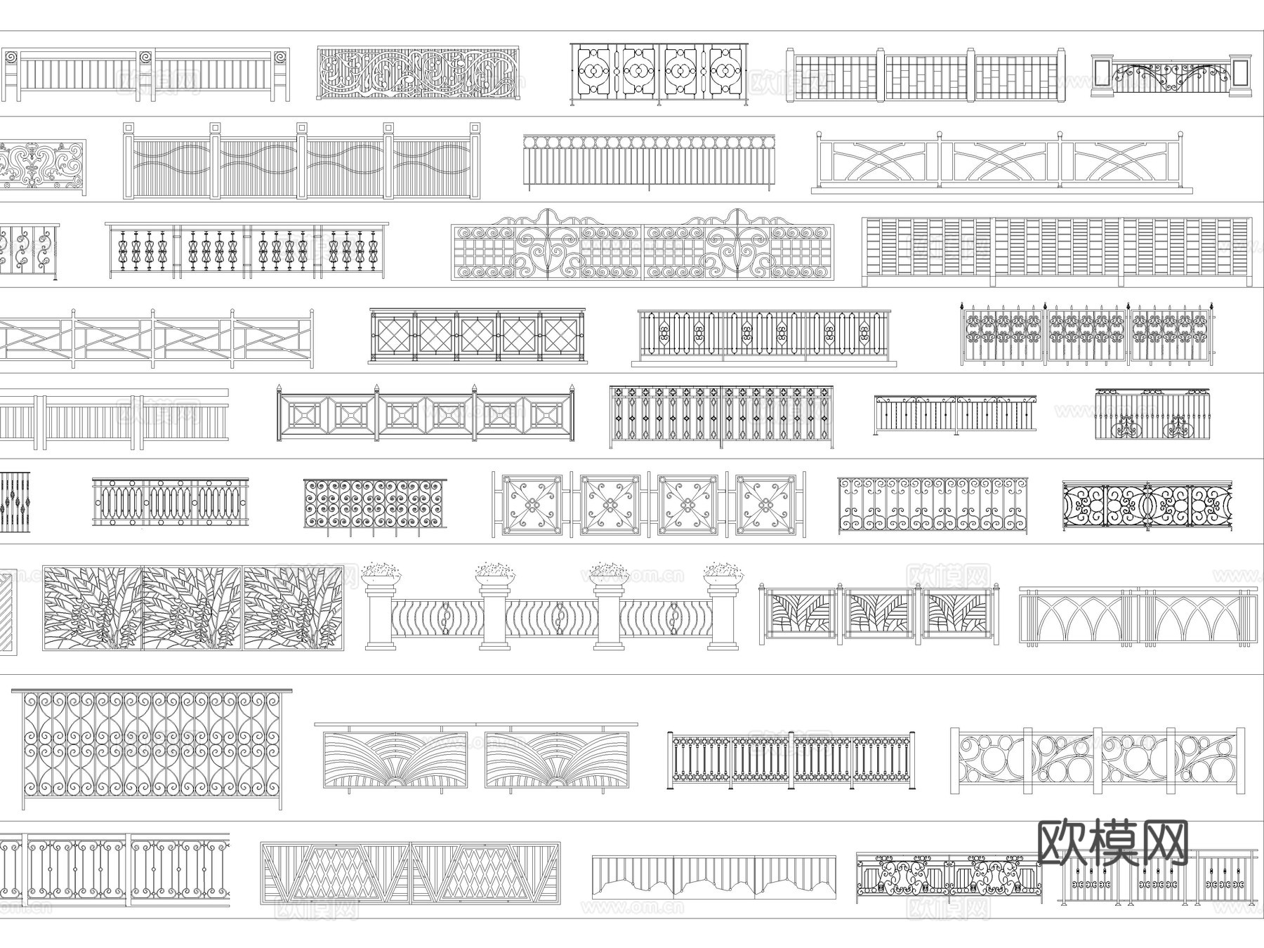 2026年最新超全铁艺栏杆护栏围栏CAD图库cad施工图