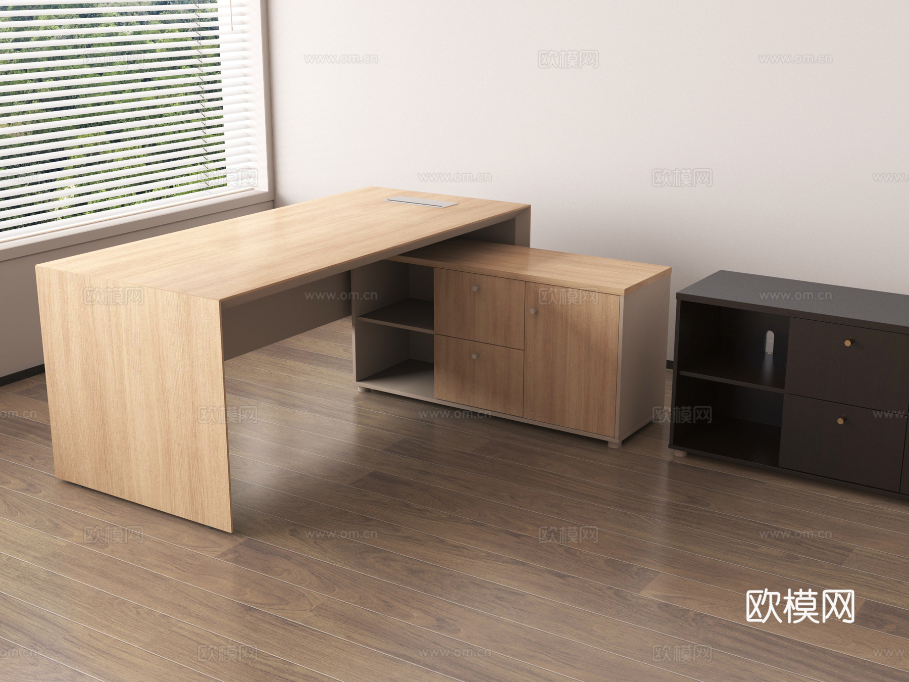 现代电脑桌 转角书桌su模型