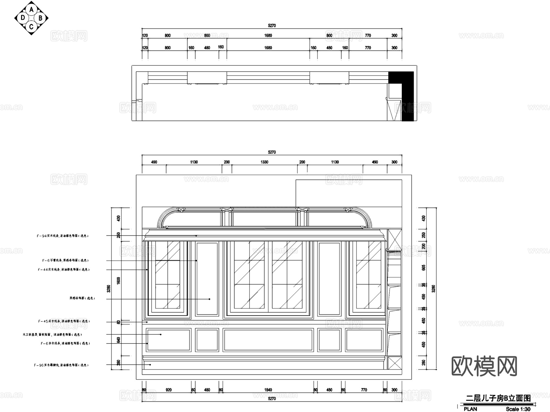 欧式儿子房卧室室内家装CAD施工图cad施工图