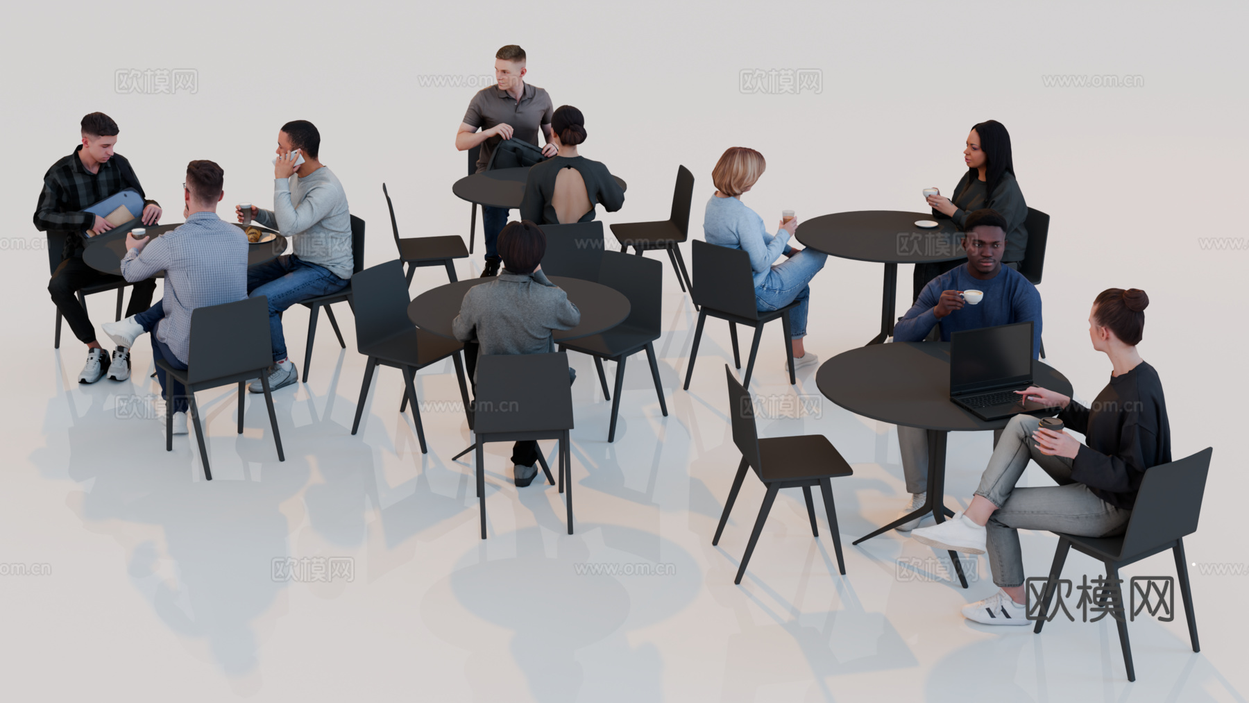 人物 多人 商务男女人物 人物组合 场景人物su模型