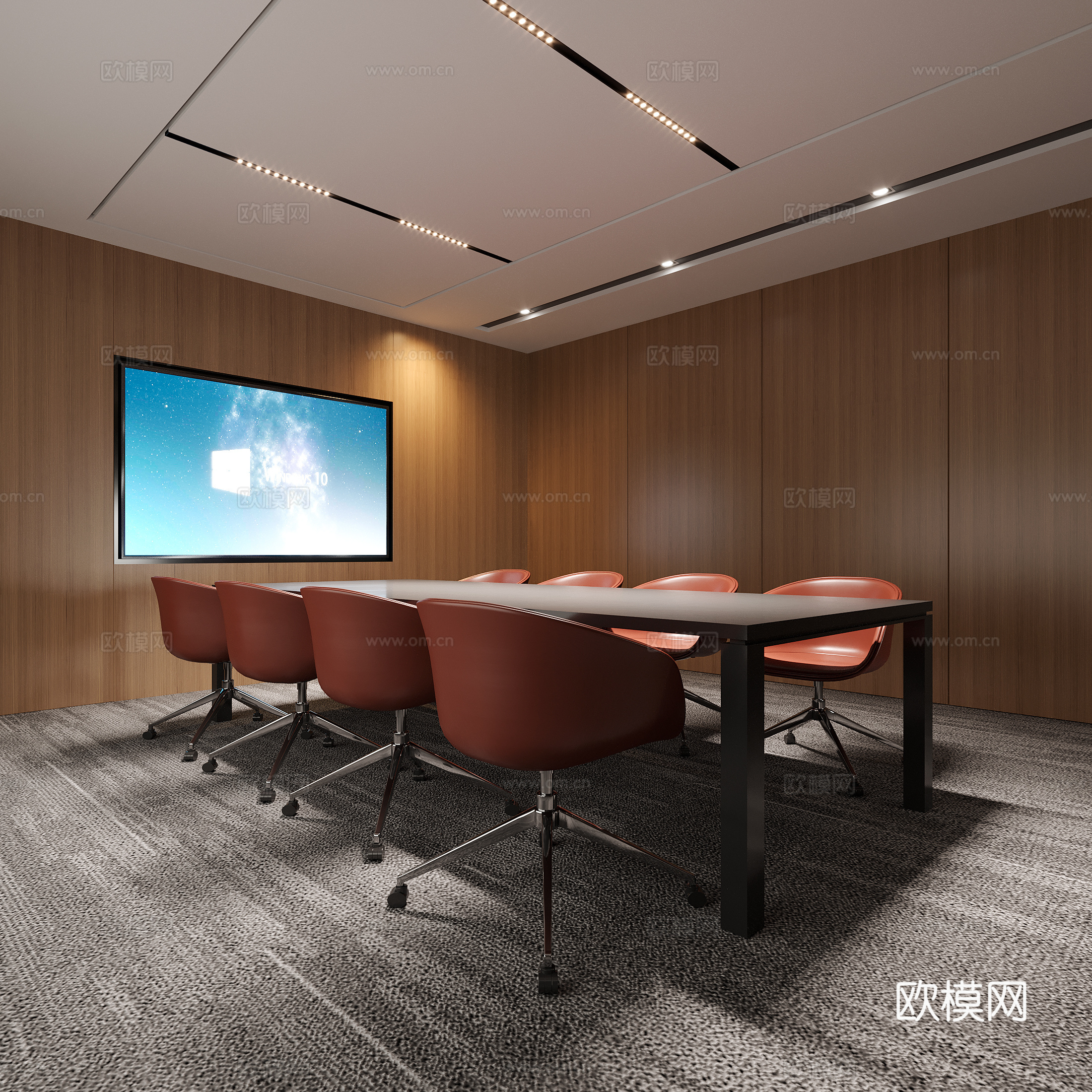 现代会议室 办公椅 会议桌椅su模型