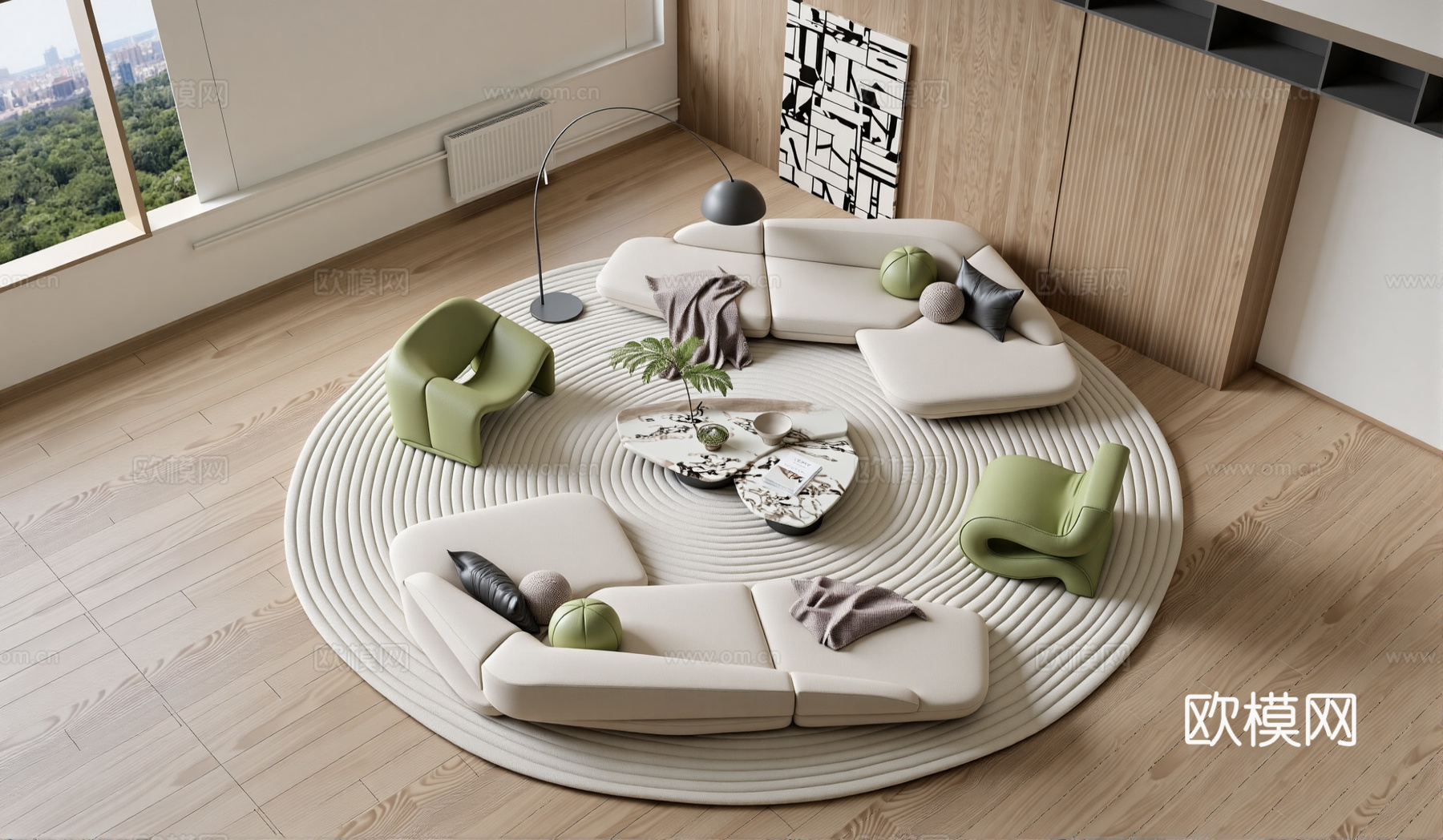 现代沙发茶几组合_休闲椅_单椅_单人沙发_弧形沙发_洽谈桌椅su模型