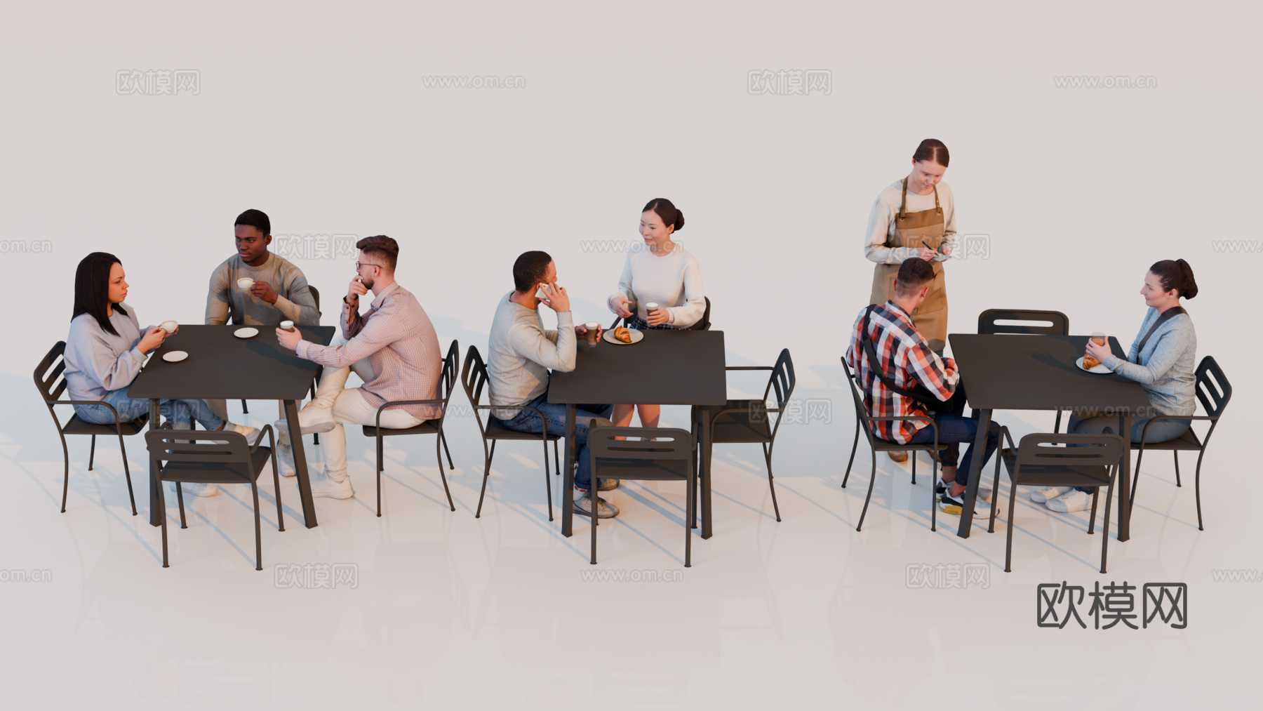 人物 多人 商务男女人物 人物组合 场景人物su模型