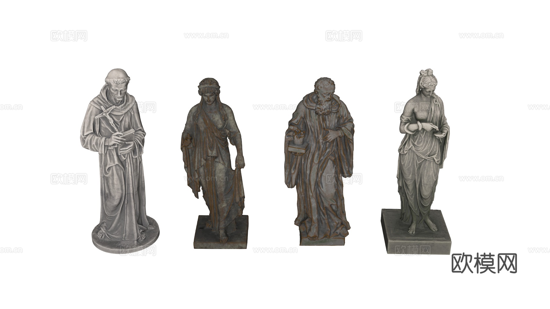 雕像 石像 欧式复古雕像 神话雕像 人物雕像su模型下载（渲染图4）