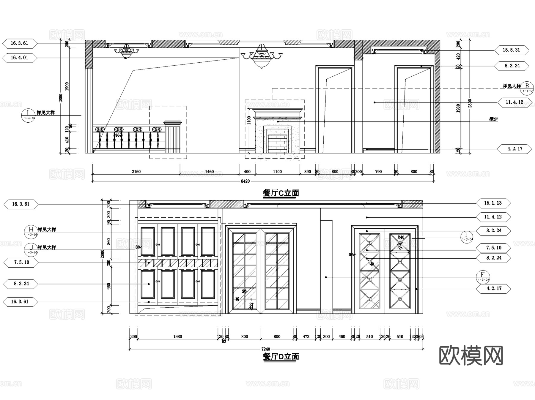 欧式四室两厅三卫室内家装CAD施工图cad施工图