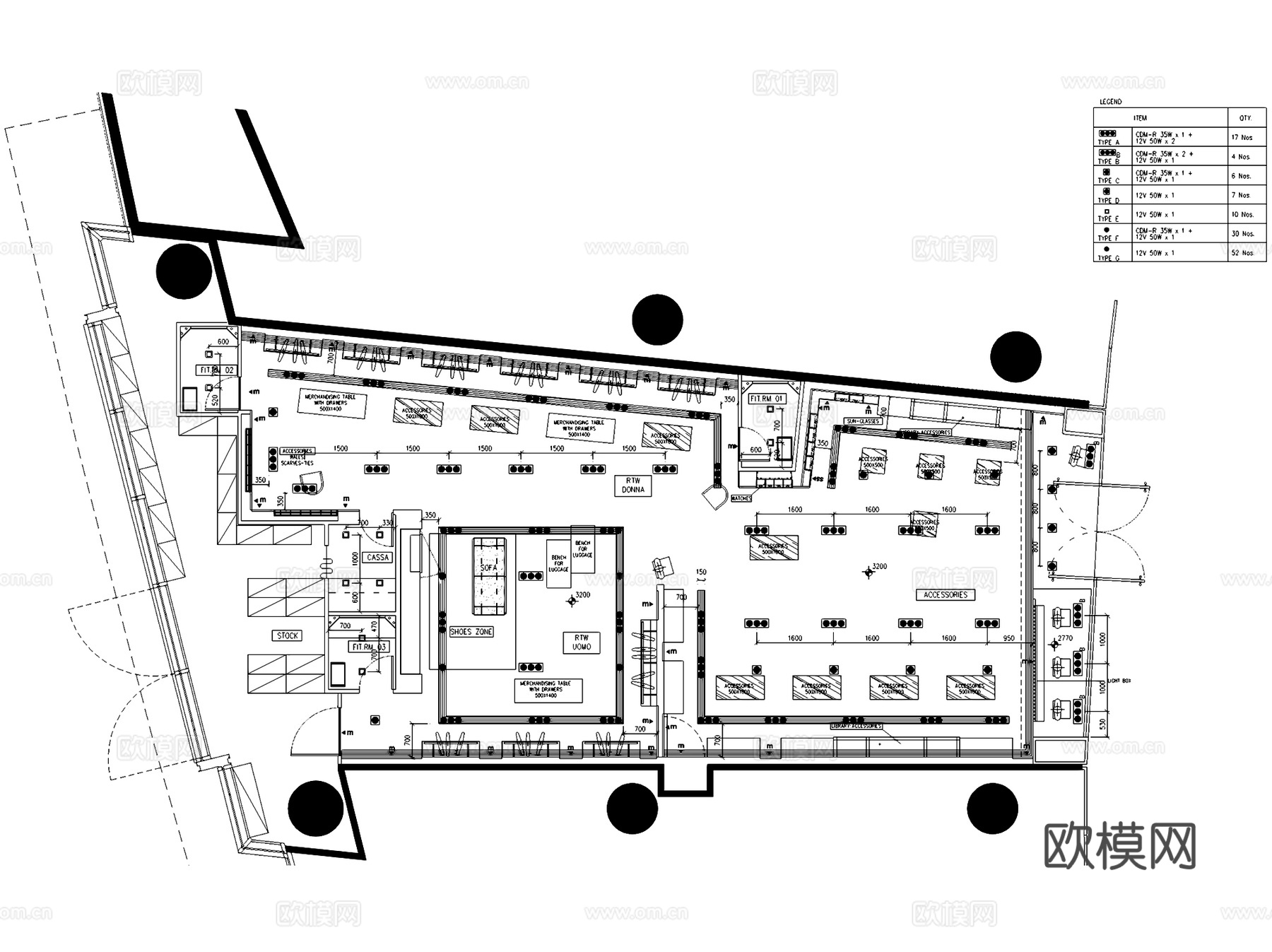 VERSACE范思哲意大利奢侈品牌服装店室内工装CAD施工图cad施工图
