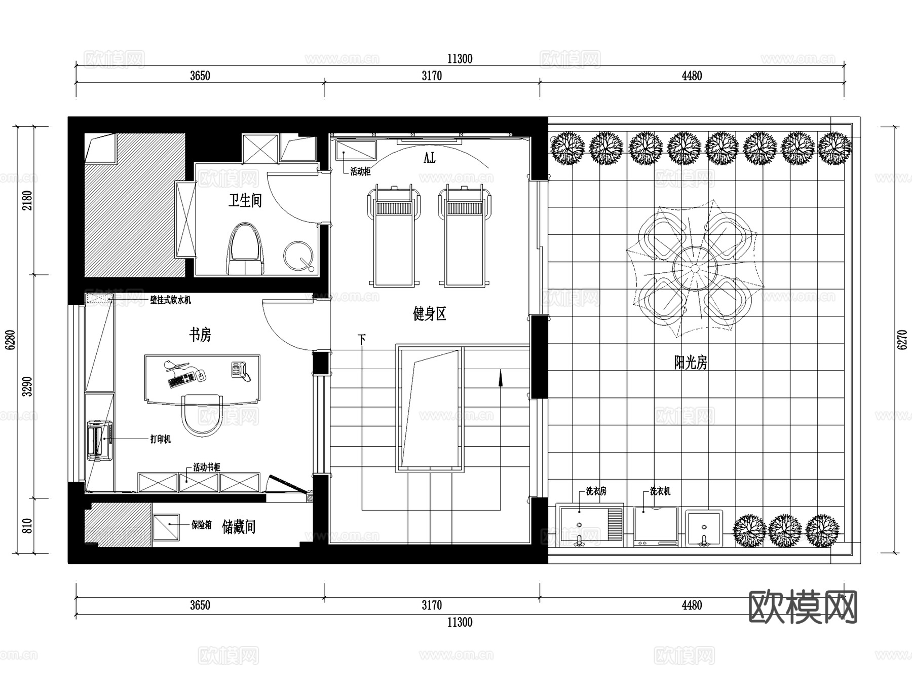 玉屏御景花园五层别墅室内家装CAD施工图整套cad施工图