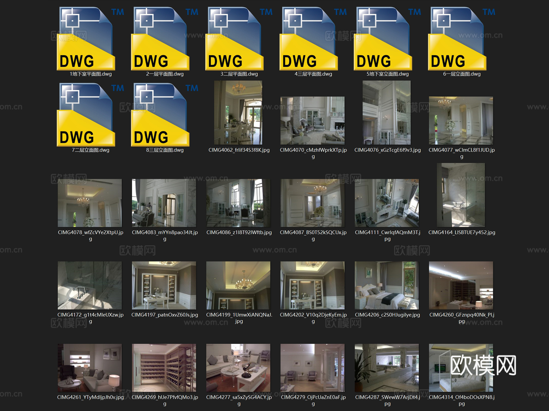 欧式三层别墅带地下室室内家装CAD施工图cad施工图