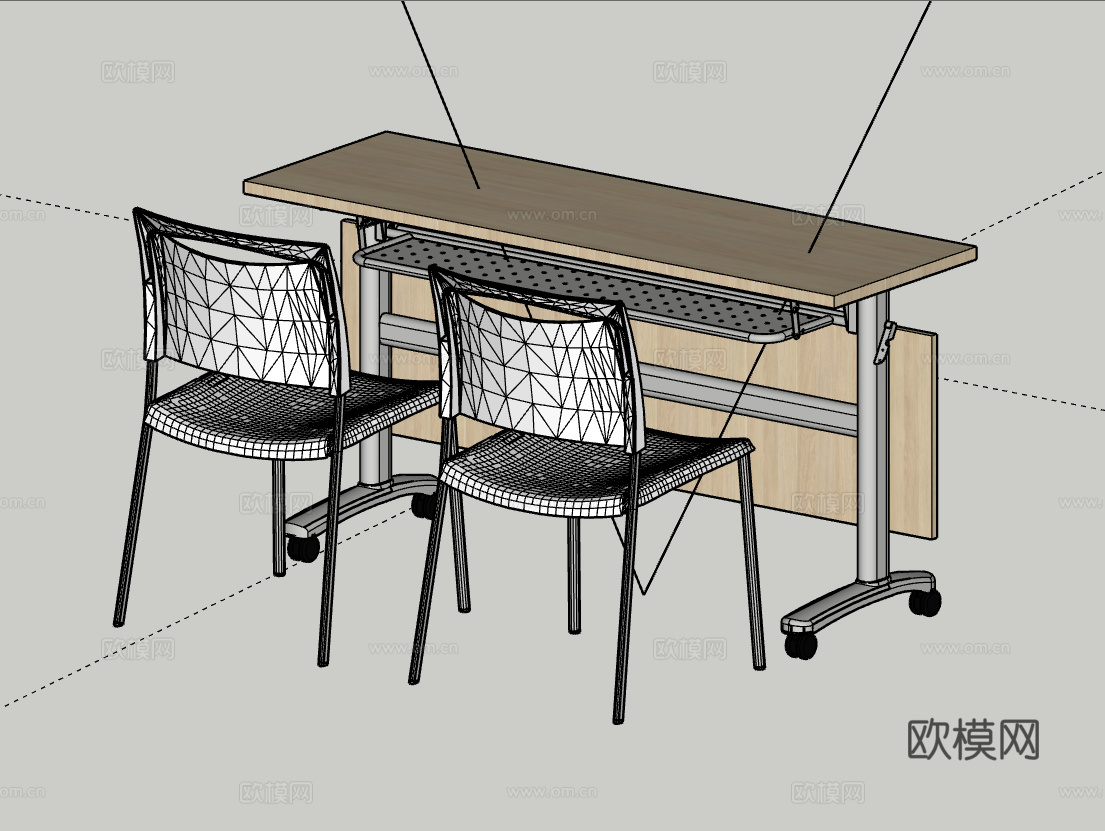 培训桌椅 条桌椅 会议桌椅 培训桌 培训椅 条桌 休闲椅su模型