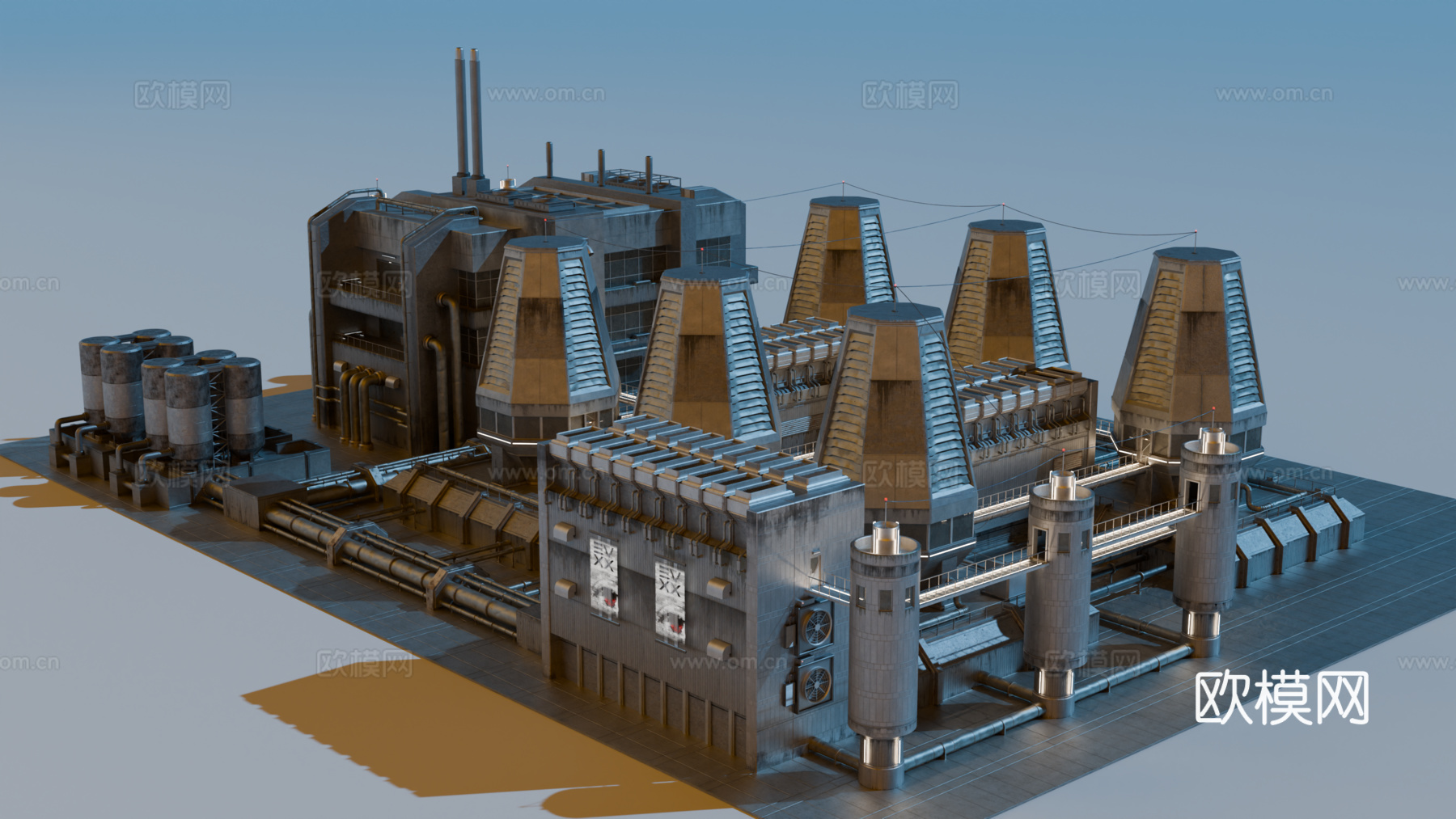 工业建筑 赛博朋克建筑 科幻建筑 城市建筑 工业城市建筑su模型