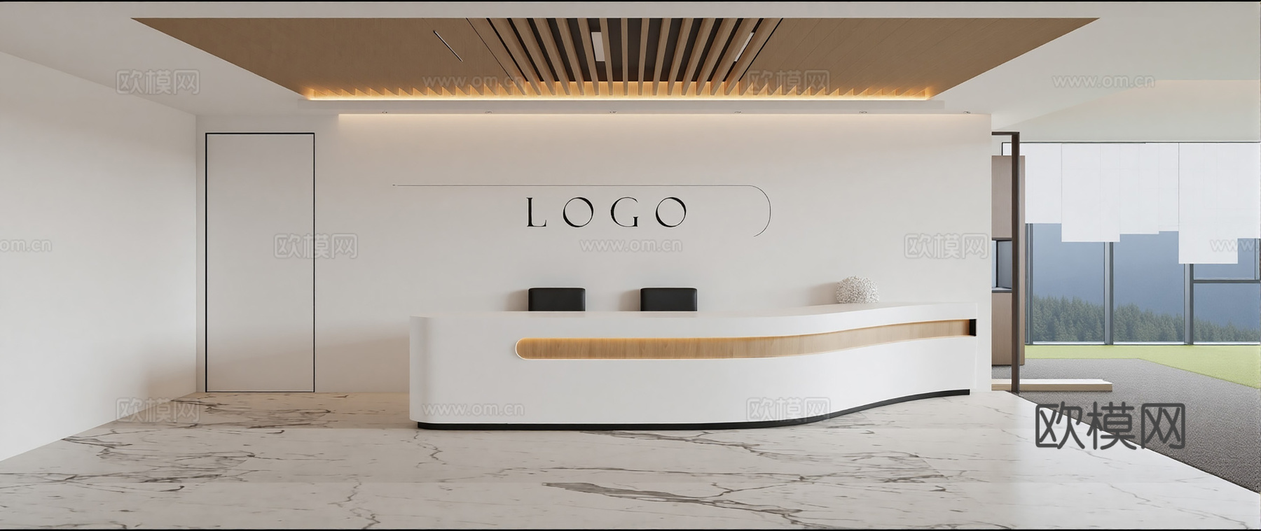 现代大堂前台su模型