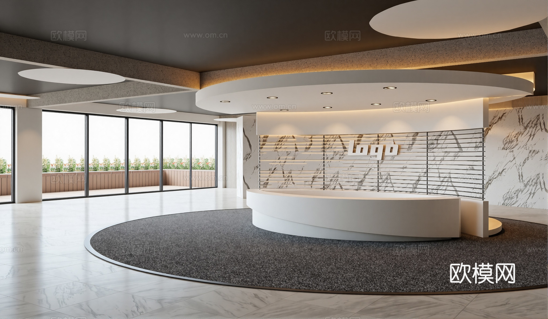 现代大堂前台su模型