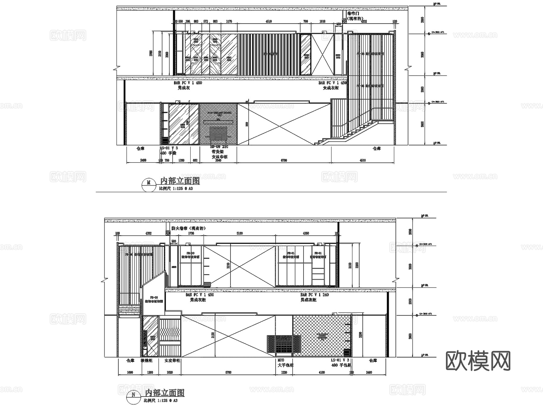 北京SKP古驰Gucci奢侈品品牌服饰店室内工装CAD施工图cad施工图