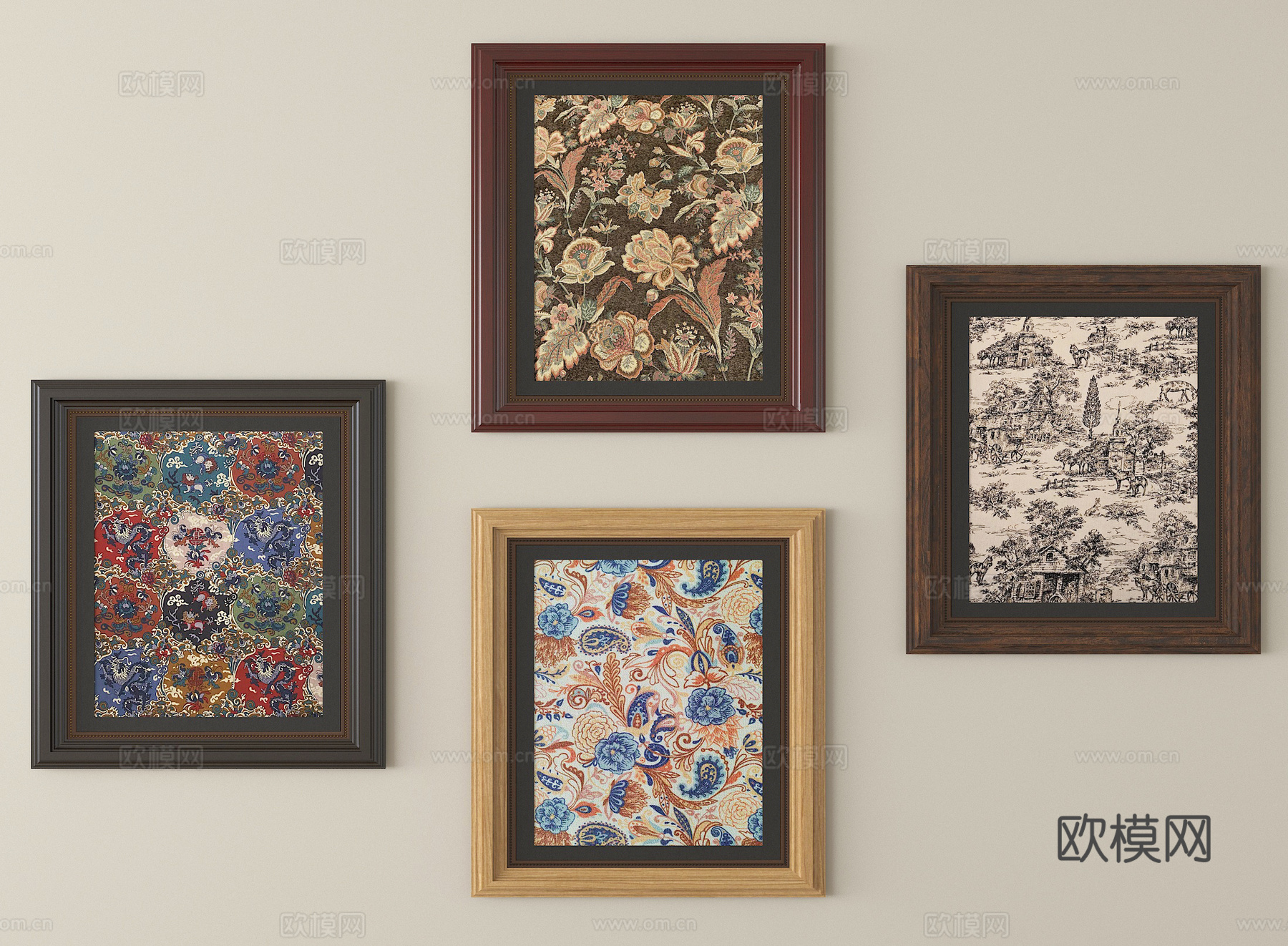 法式中古挂画 装饰画su模型