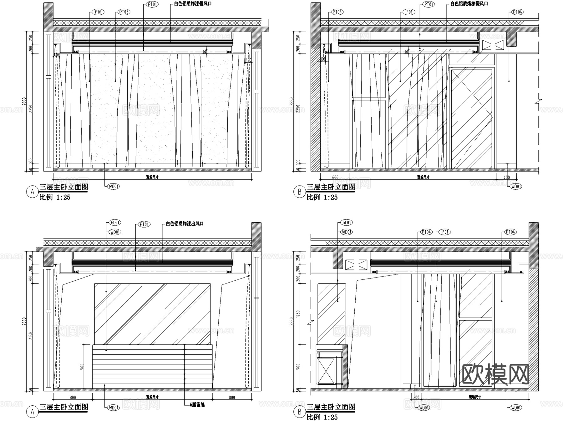 重庆奥林匹克花园三层联排别墅室内家装CAD施工图cad施工图