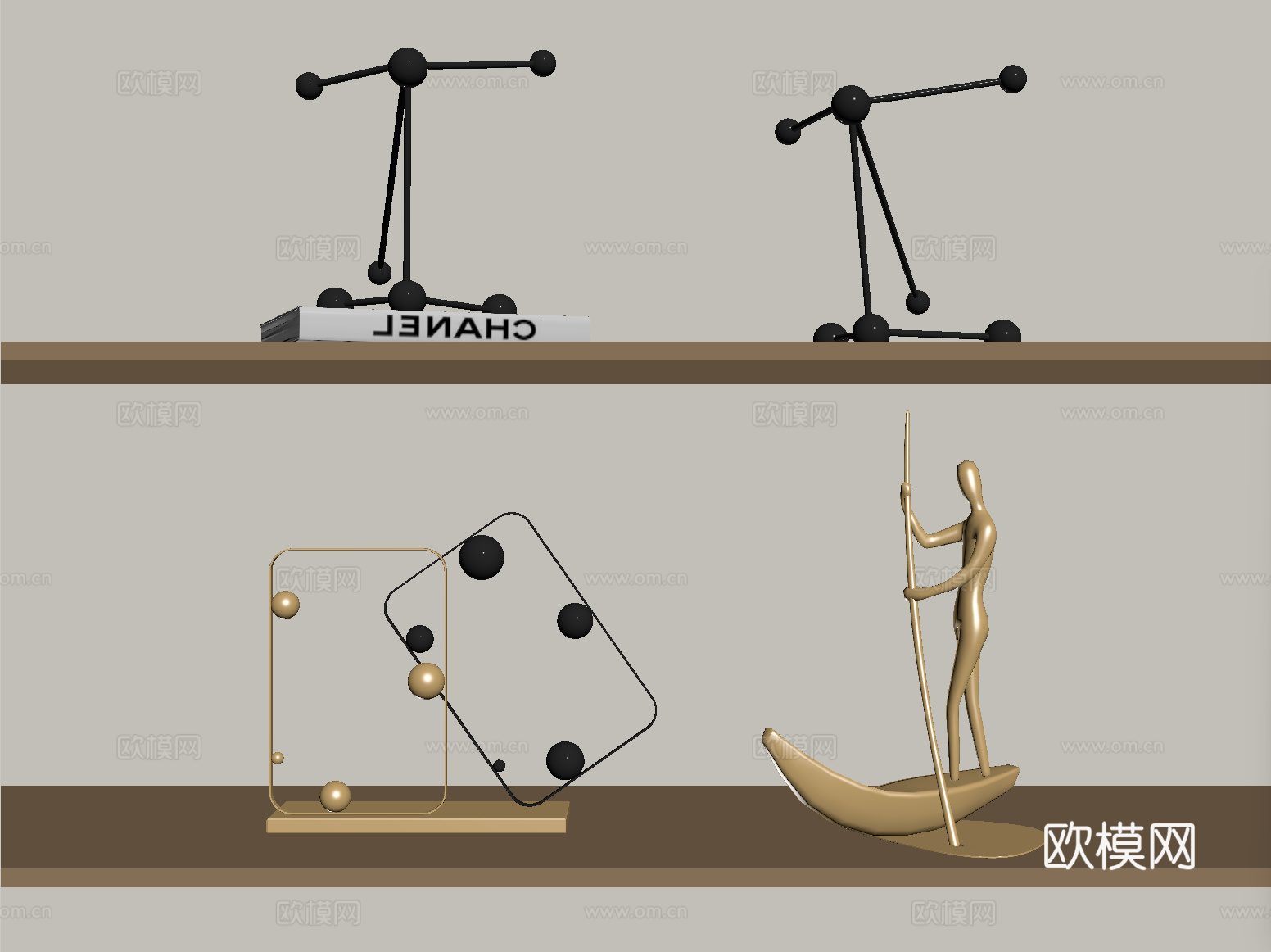 现代装饰摆件组合su模型