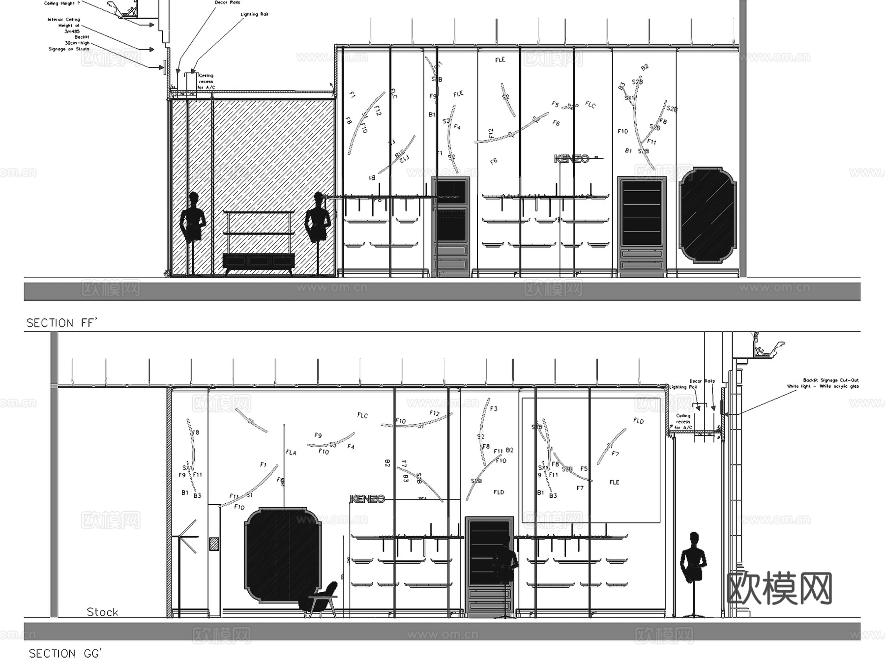 澳门四季酒店KENZO服装店室内工装CAD施工图cad施工图