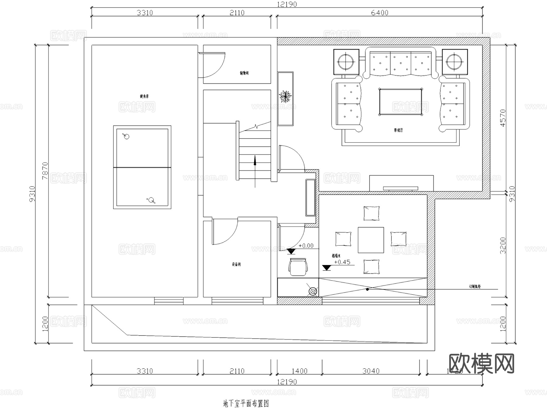 三层别墅带地下室室内家装CAD施工图cad施工图