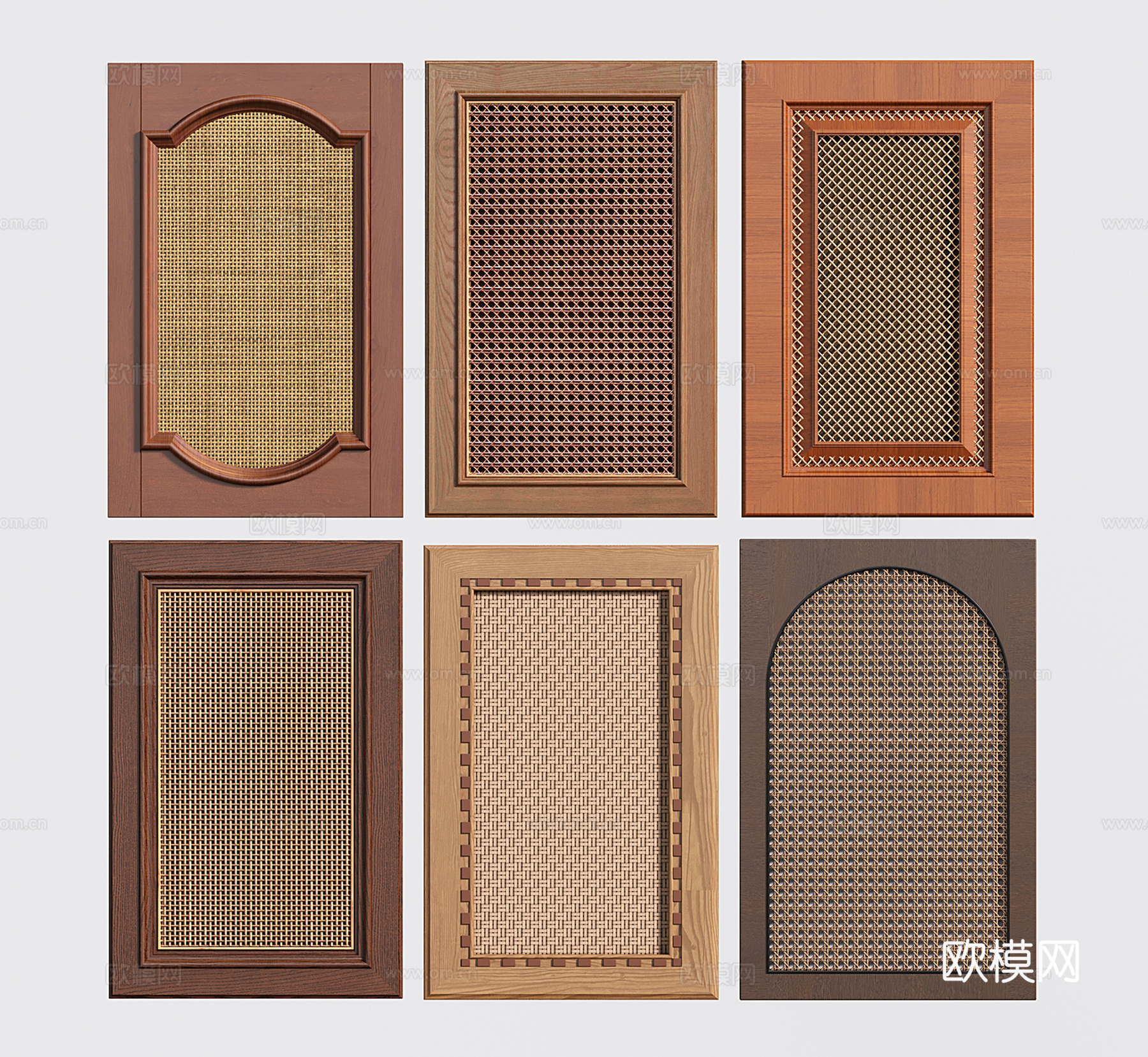 中古侘寂衣柜门 门板 藤编衣柜门 竹编柜门su模型