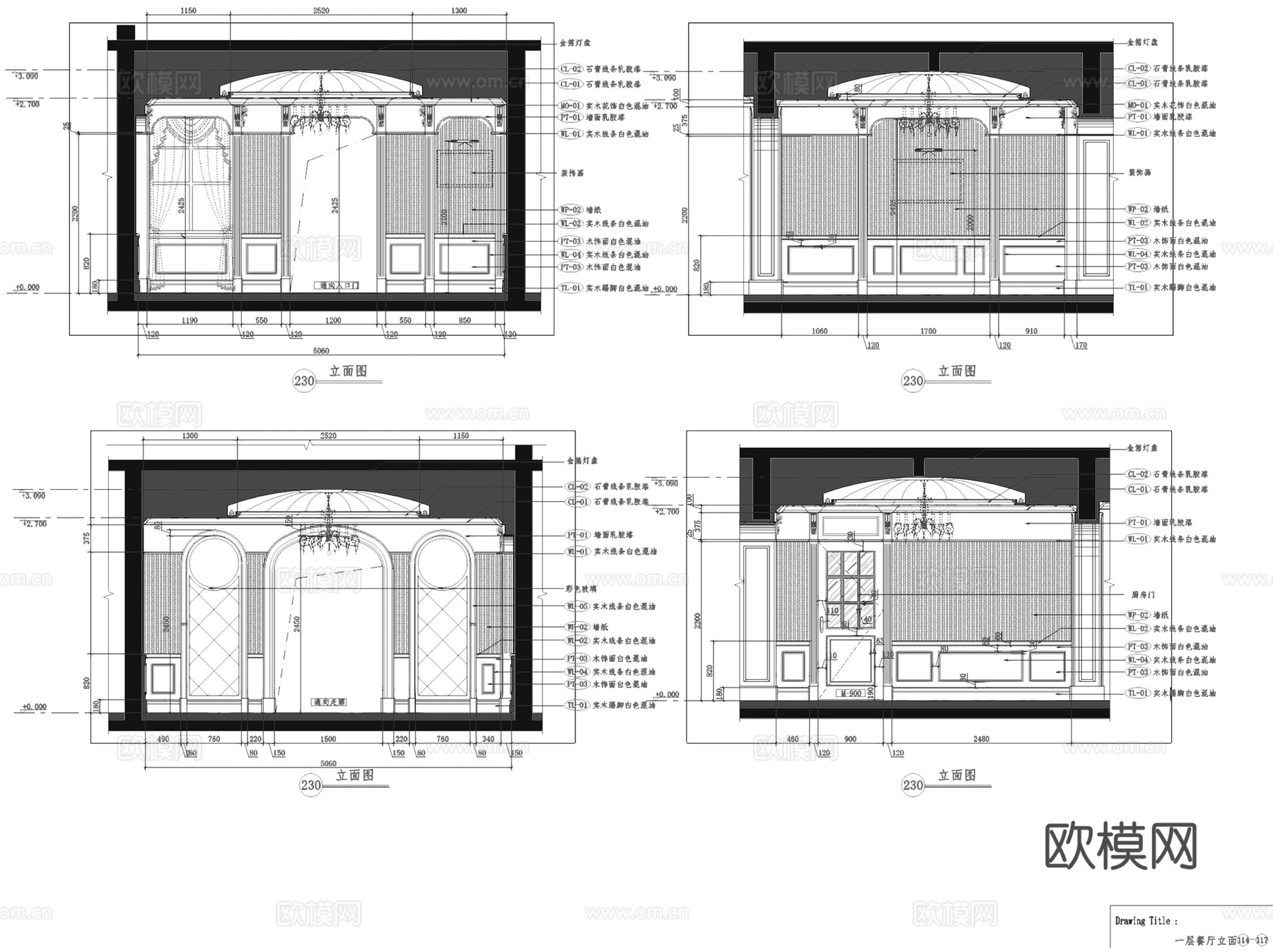 上海欧式三层别墅庄园室内家装CAD施工图cad施工图