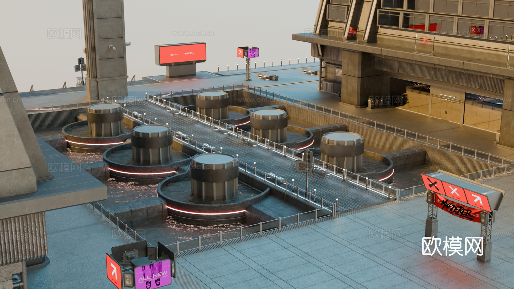 工业建筑 赛博朋克建筑 科幻建筑 城市建筑 工业城市建筑su模型