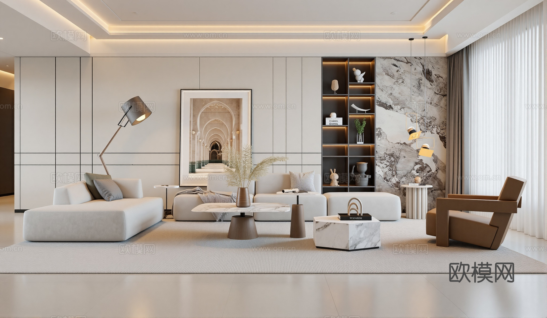 现代网红客厅su模型