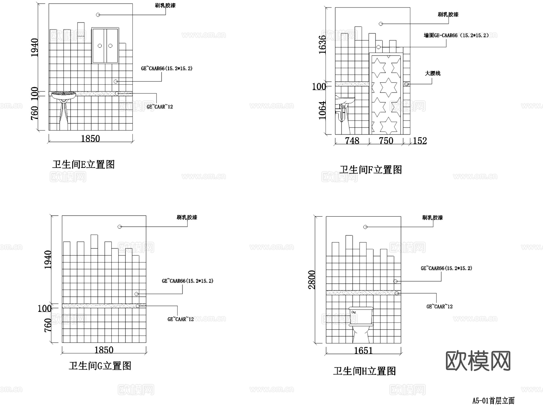 紫罗兰三层欧式别墅室内家装CAD施工图cad施工图