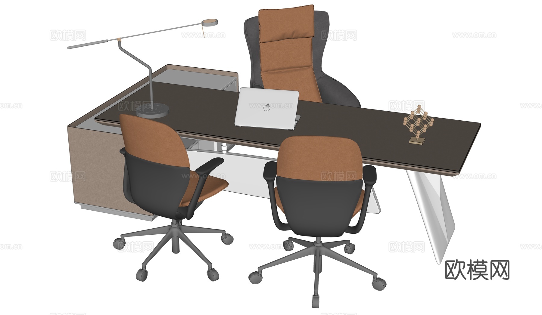 网红办公桌椅组合su模型