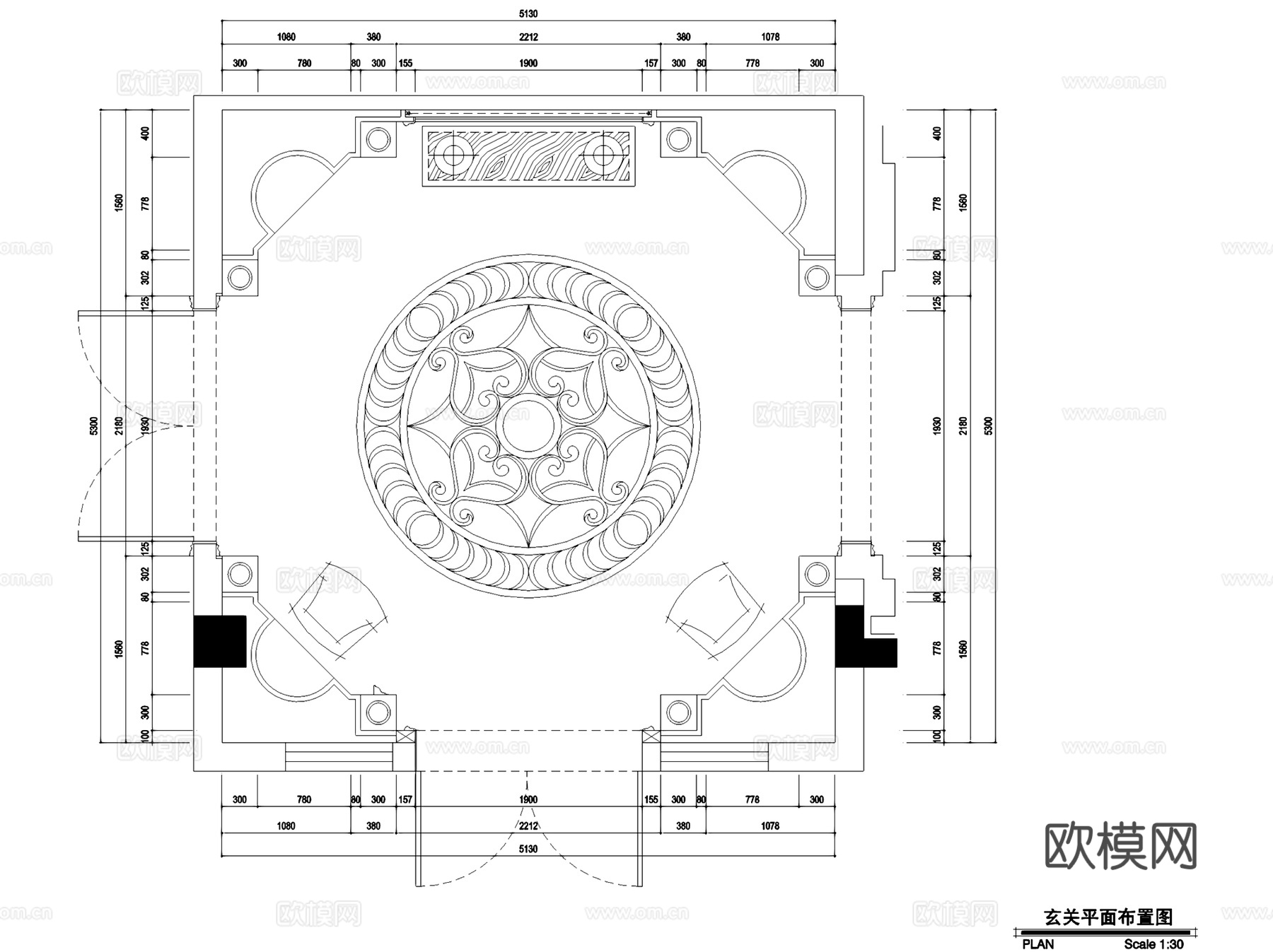 欧式玄关门厅室内家装CAD施工图cad施工图
